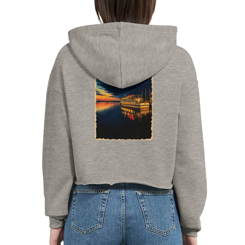 Damen-Hoodie in Weiß mit Motiv „MS Steinhude Abendstimmung“