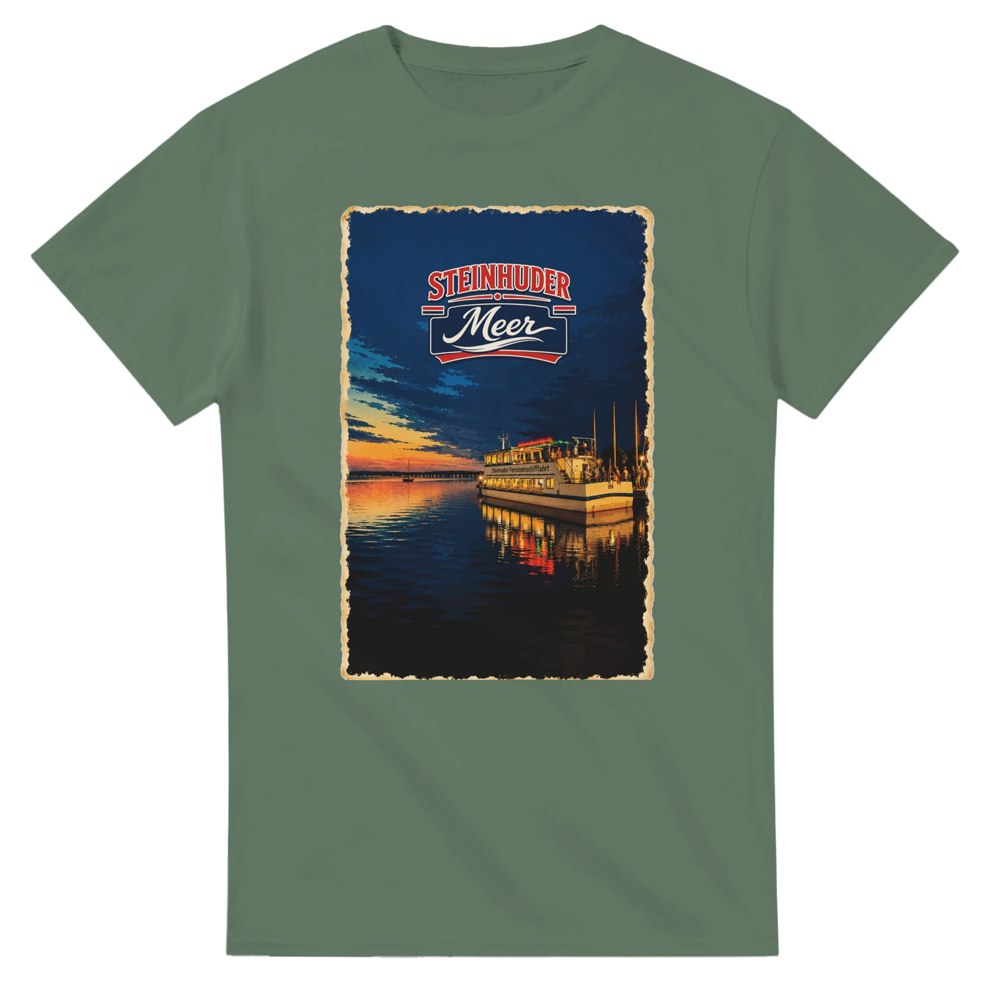 T-Shirt in Weiß mit Motiv „MS Steinhude Abendstimmung“