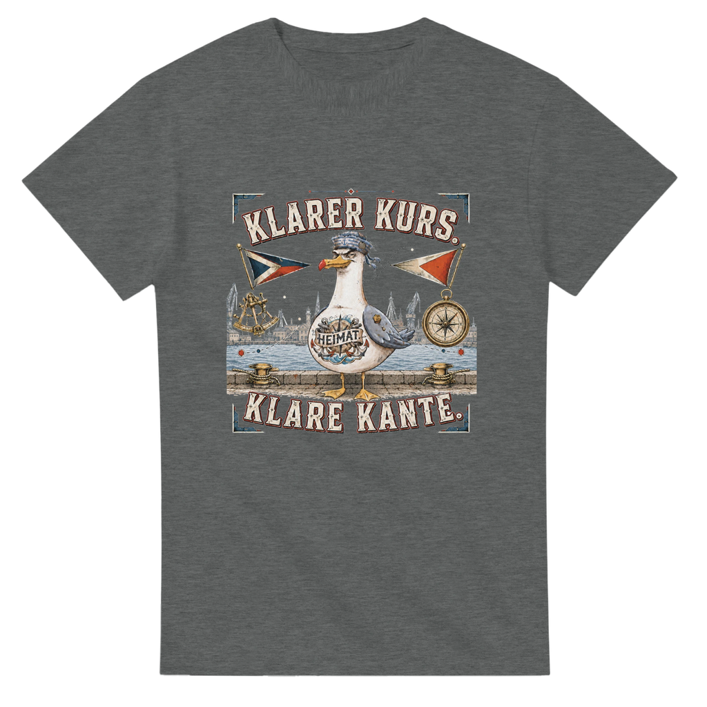 T-Shirt in Natur mit Motiv „Klarer Kurs. Klare Kante. Möwe“