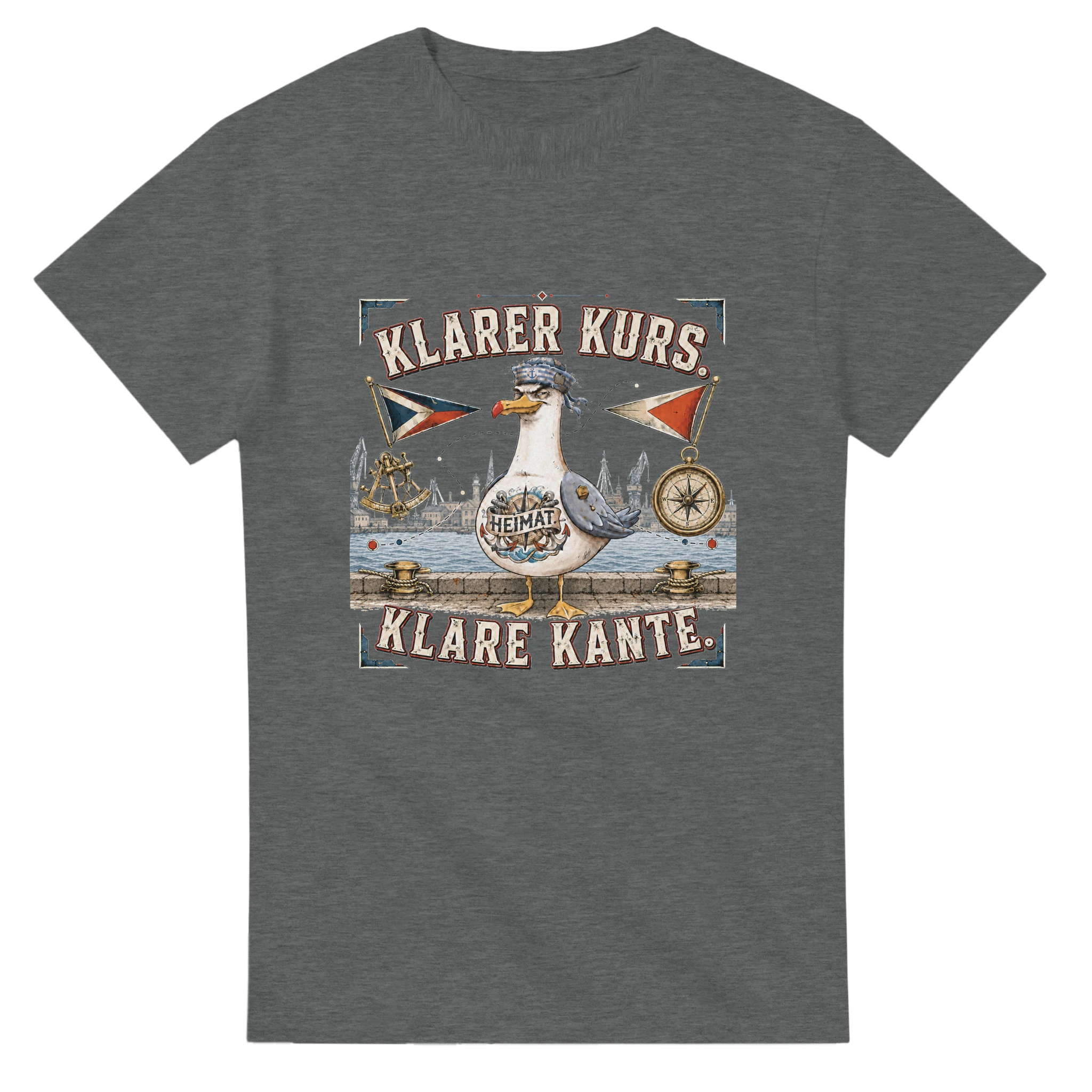 T-Shirt in Natur mit Motiv „Klarer Kurs. Klare Kante. Möwe“