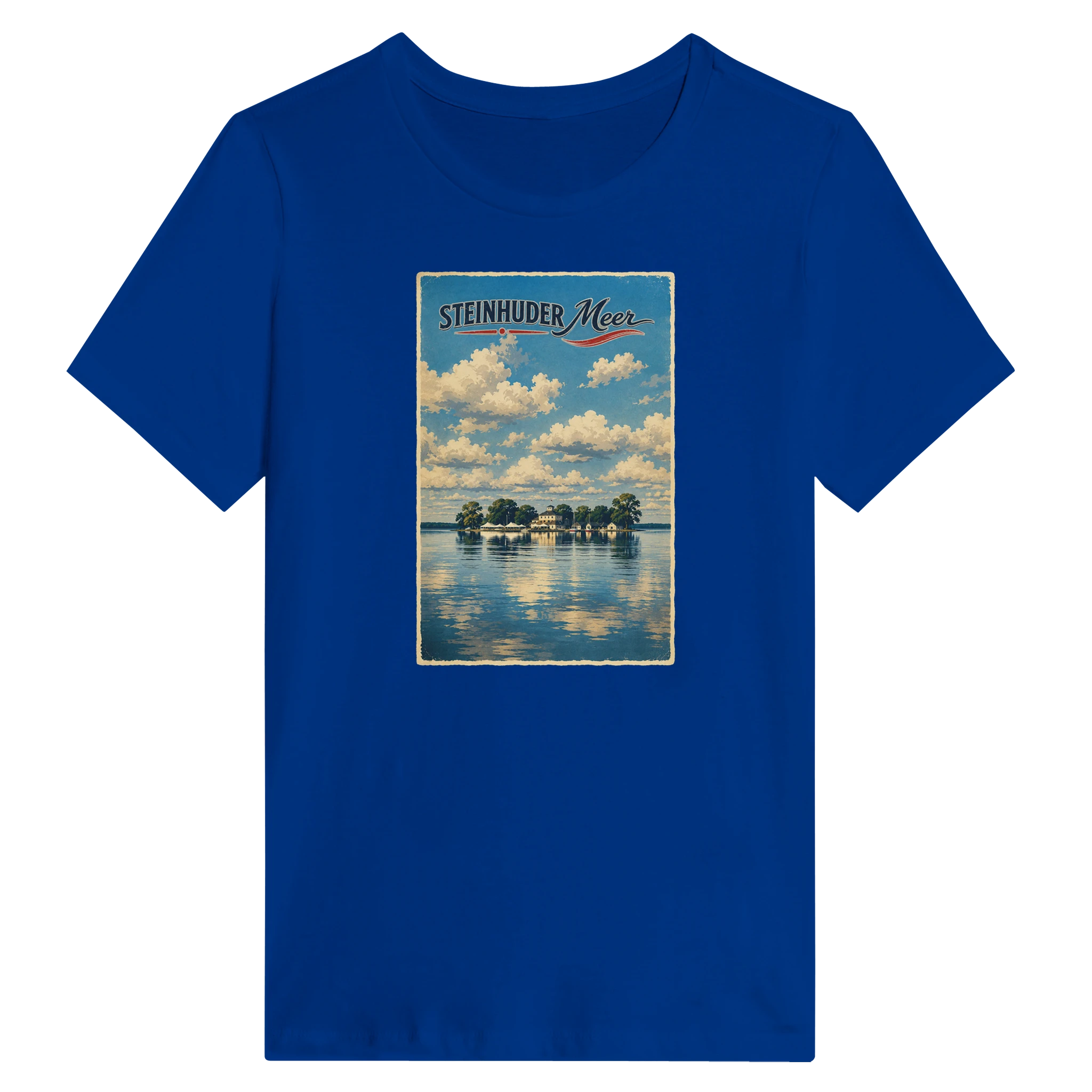 Damen-T-Shirt in Weiß mit Motiv „Wilhelmstein im Steinhuder Meer“