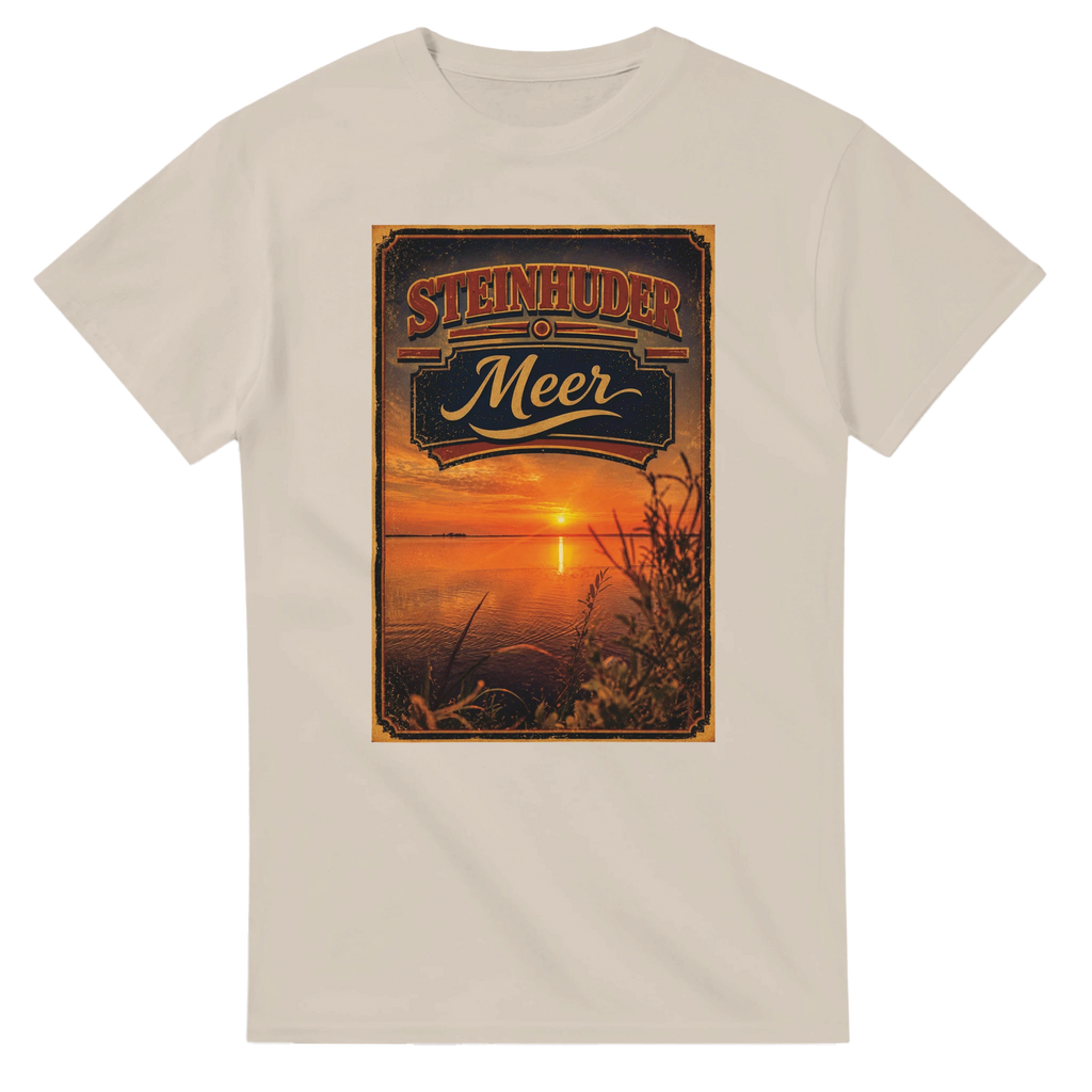 T-Shirt in Weiß mit Motiv „Sunset am Steinhuder Meer“