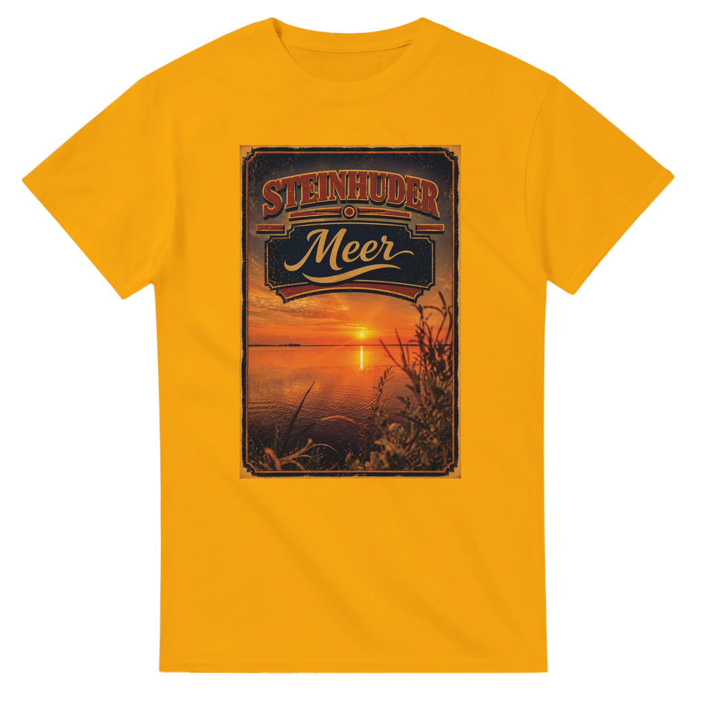 T-Shirt in Weiß mit Motiv „Sunset am Steinhuder Meer“