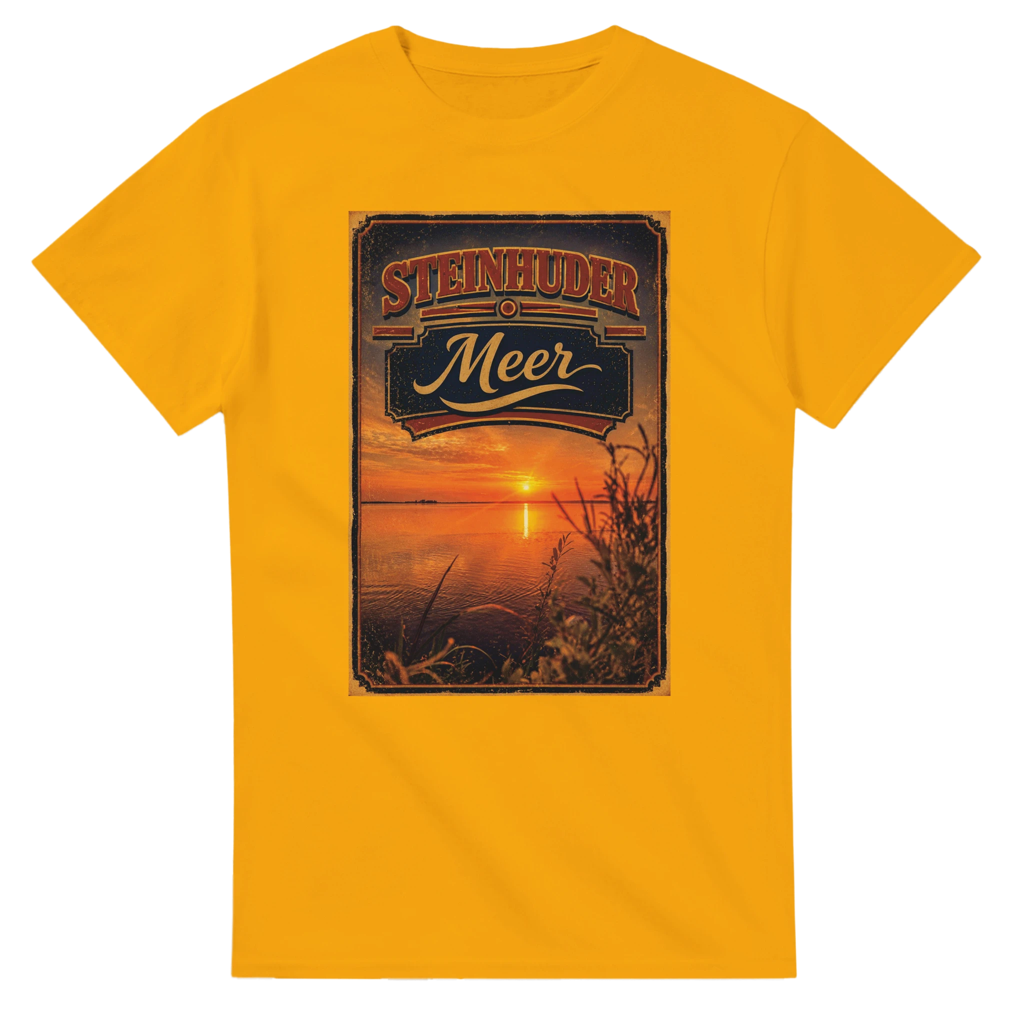 T-Shirt in Weiß mit Motiv „Sunset am Steinhuder Meer“