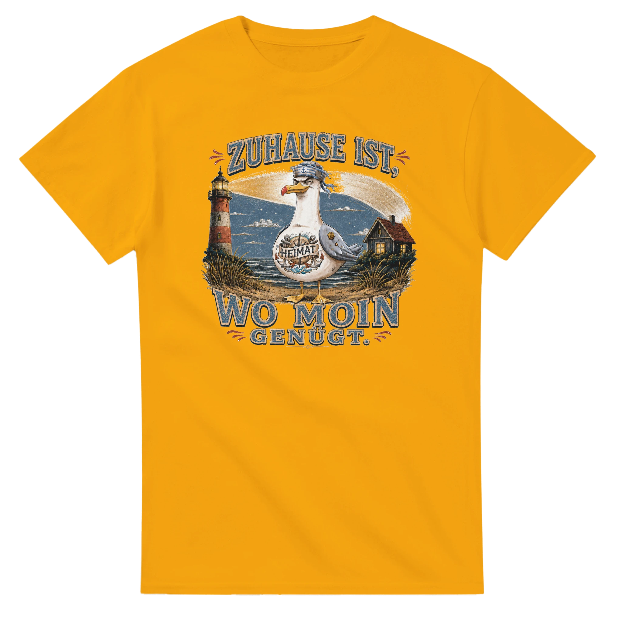 T-Shirt in Weiß mit Motiv „Zuhause ist, wo Moin genügt. Möwe“