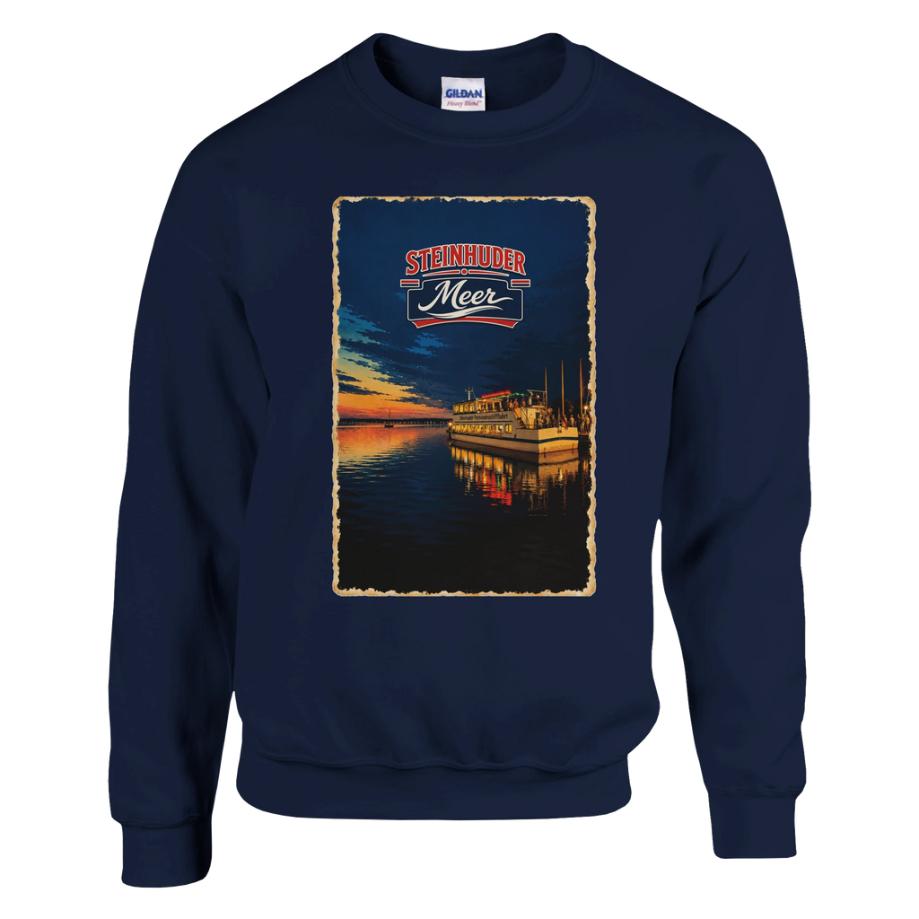 Pullover in Weiß mit Motiv „MS Steinhude Abendstimmung“