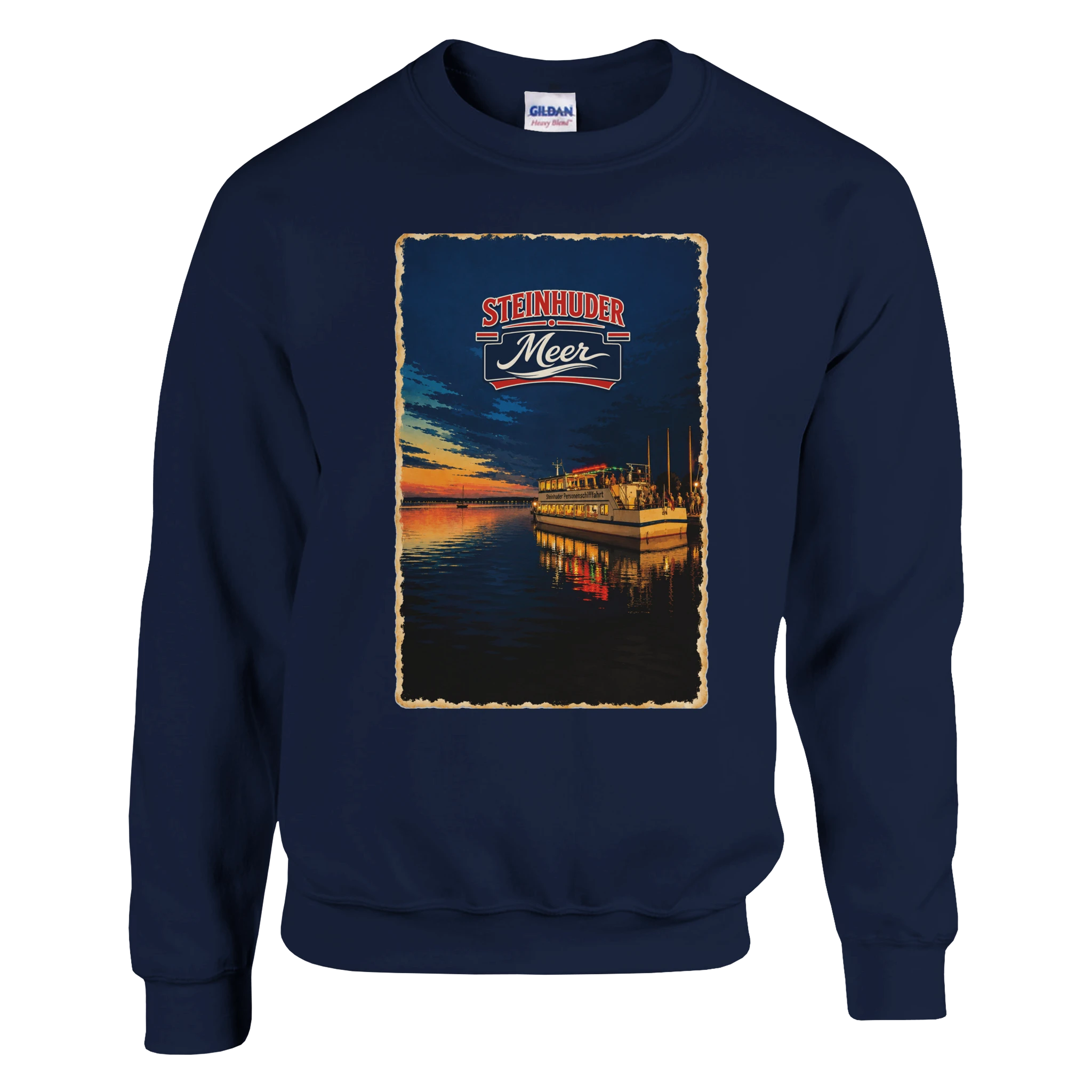 Pullover in Weiß mit Motiv „MS Steinhude Abendstimmung“