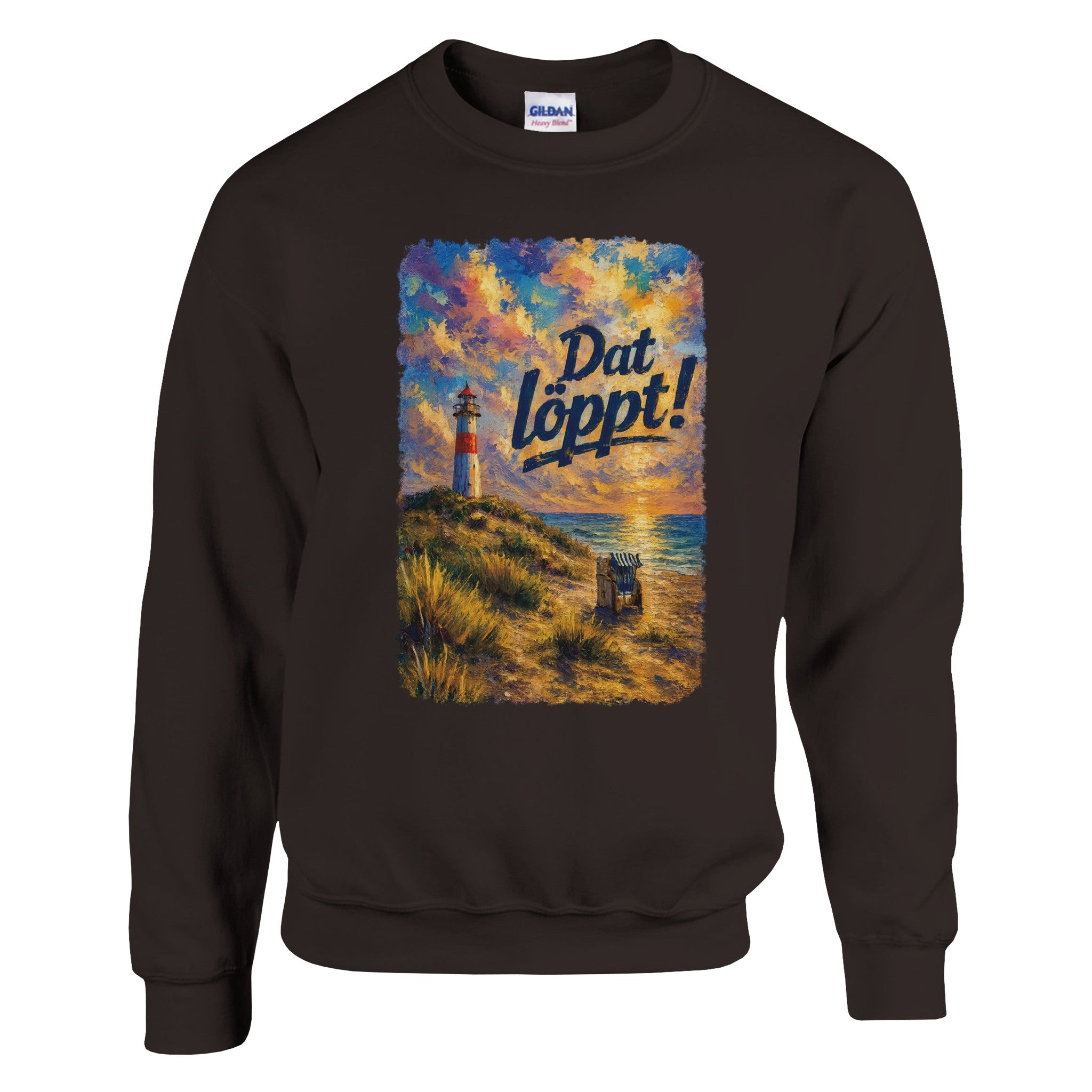 Pullover in Weiß mit Motiv „Dat Löppt! Typisch Norddeutsch“