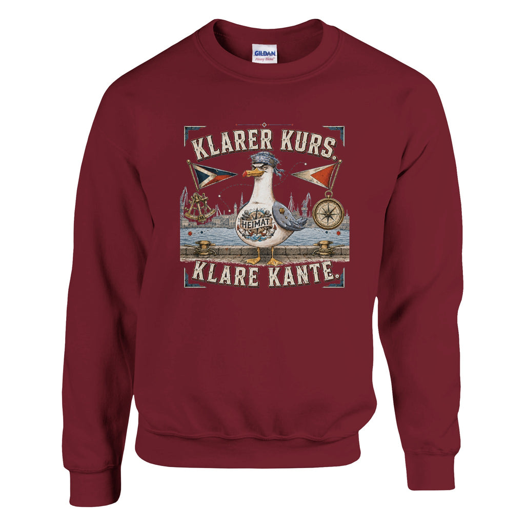 Pullover in Weiß mit Motiv „Klarer Kurs. Klare Kante. Möwe“