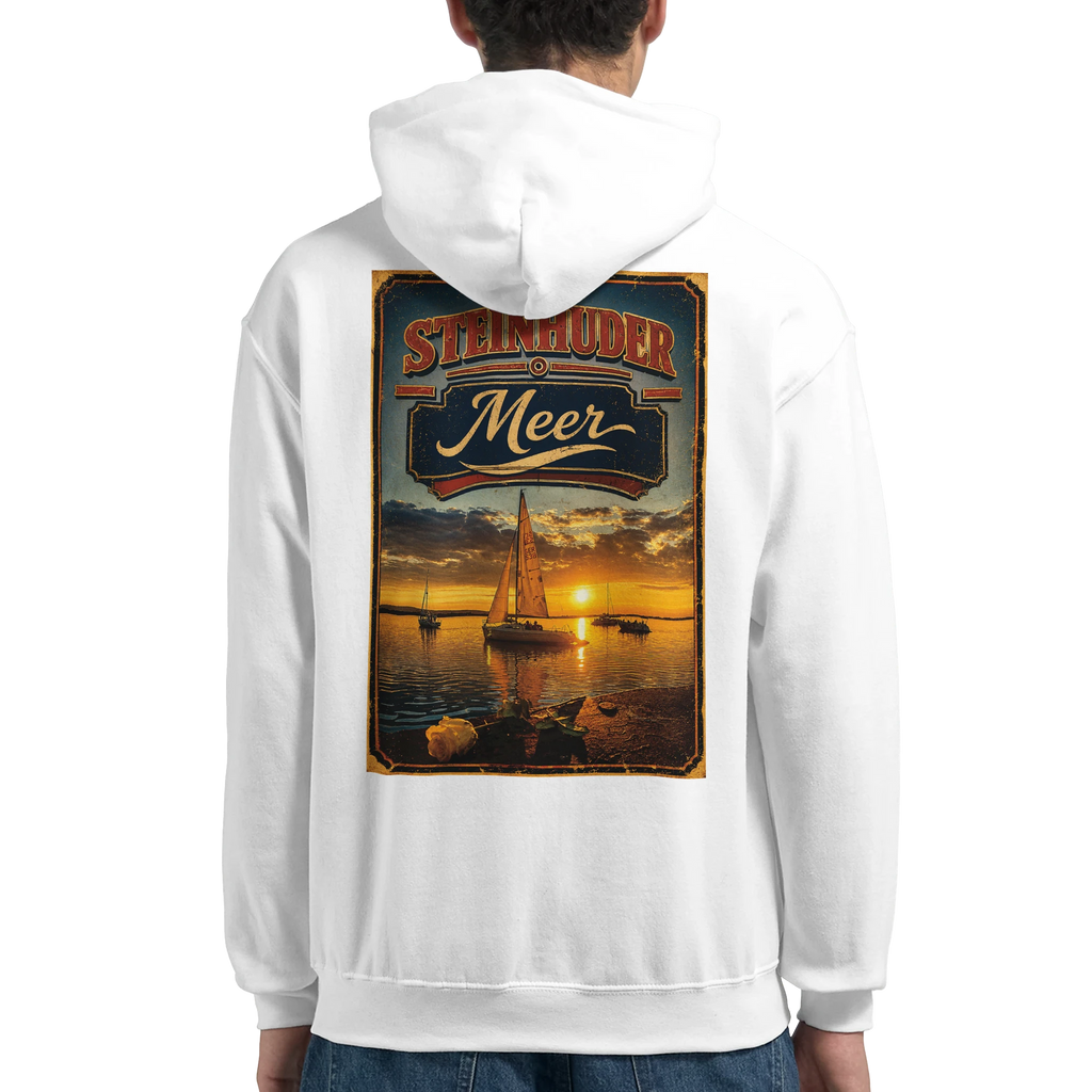 Hoodie in Weiß mit Motiv „White Night am Wilhelmstein im Sonnenuntergang“