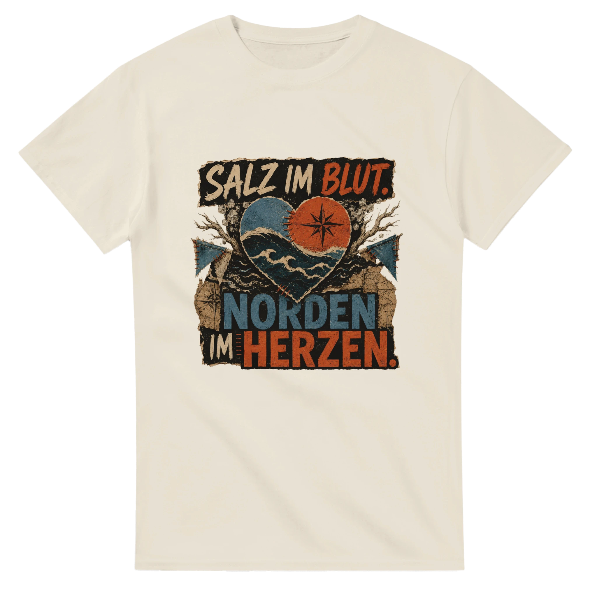 T-Shirt in Weiß mit Motiv „Salz im Blut Norden im Herzen“