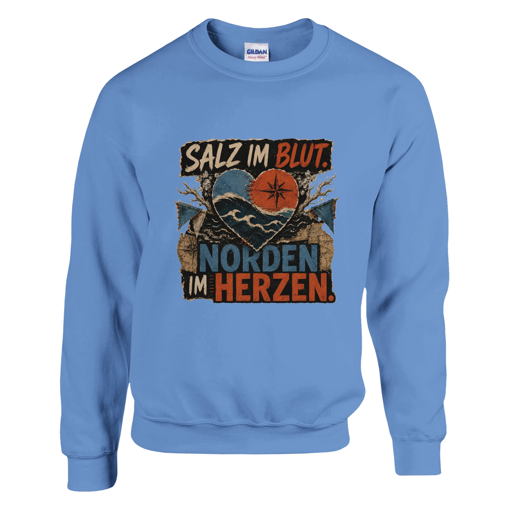 Pullover in Weiß mit Motiv „Salz im Blut. Norden im Herzen.“