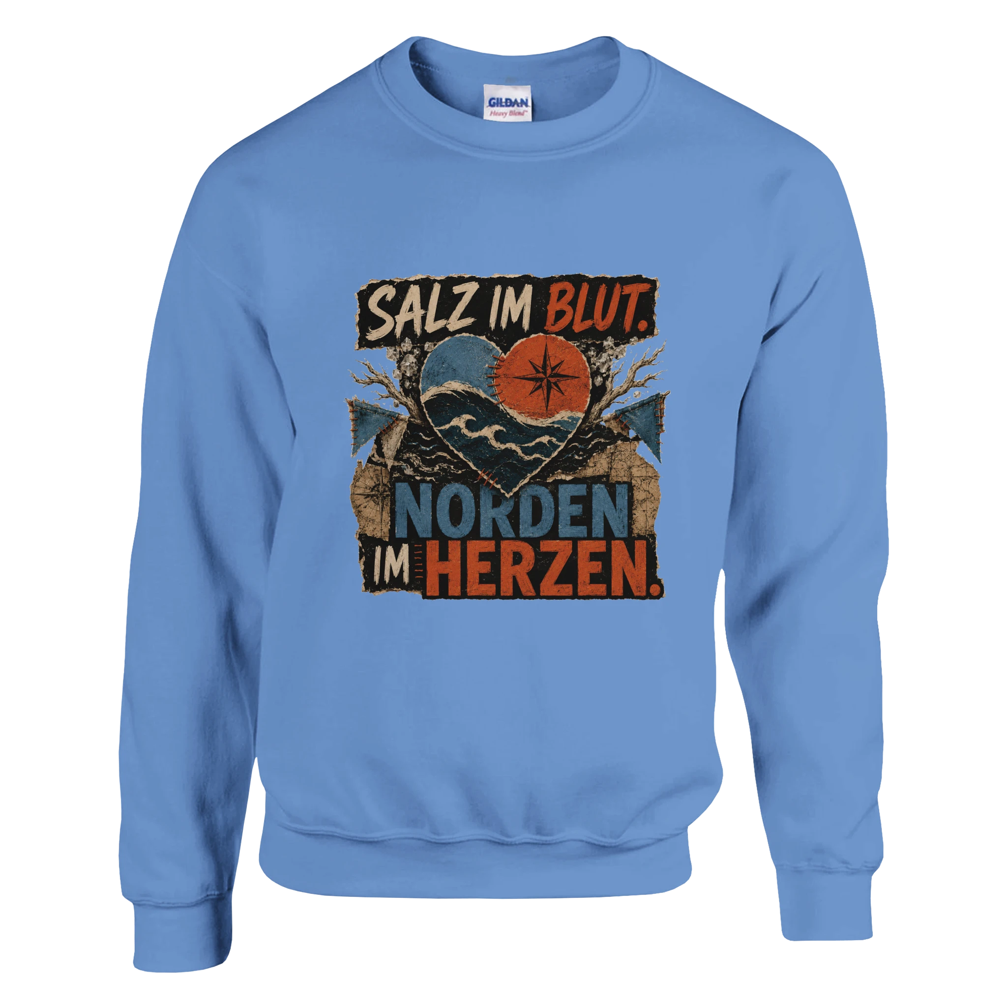 Pullover in Weiß mit Motiv „Salz im Blut. Norden im Herzen.“