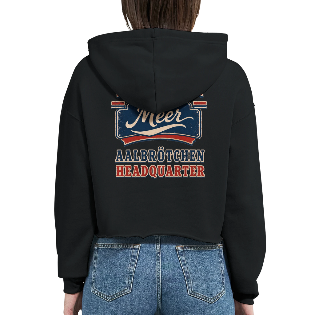 Damen-Hoodie in Weiß mit Motiv „Aalbrötchen“
