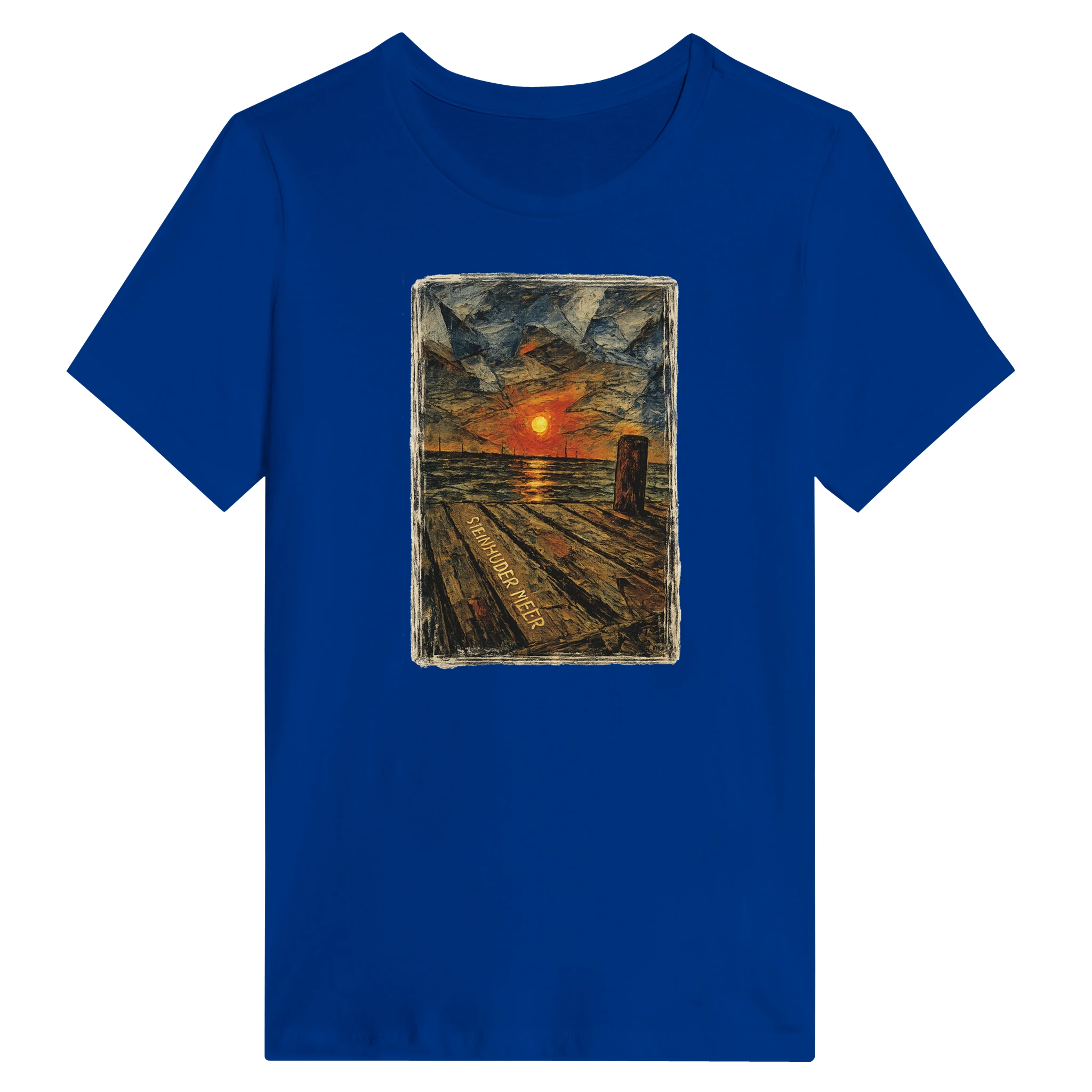 Damen-T-Shirt in Weiß mit Motiv „Steinhuder Meer Kunst“