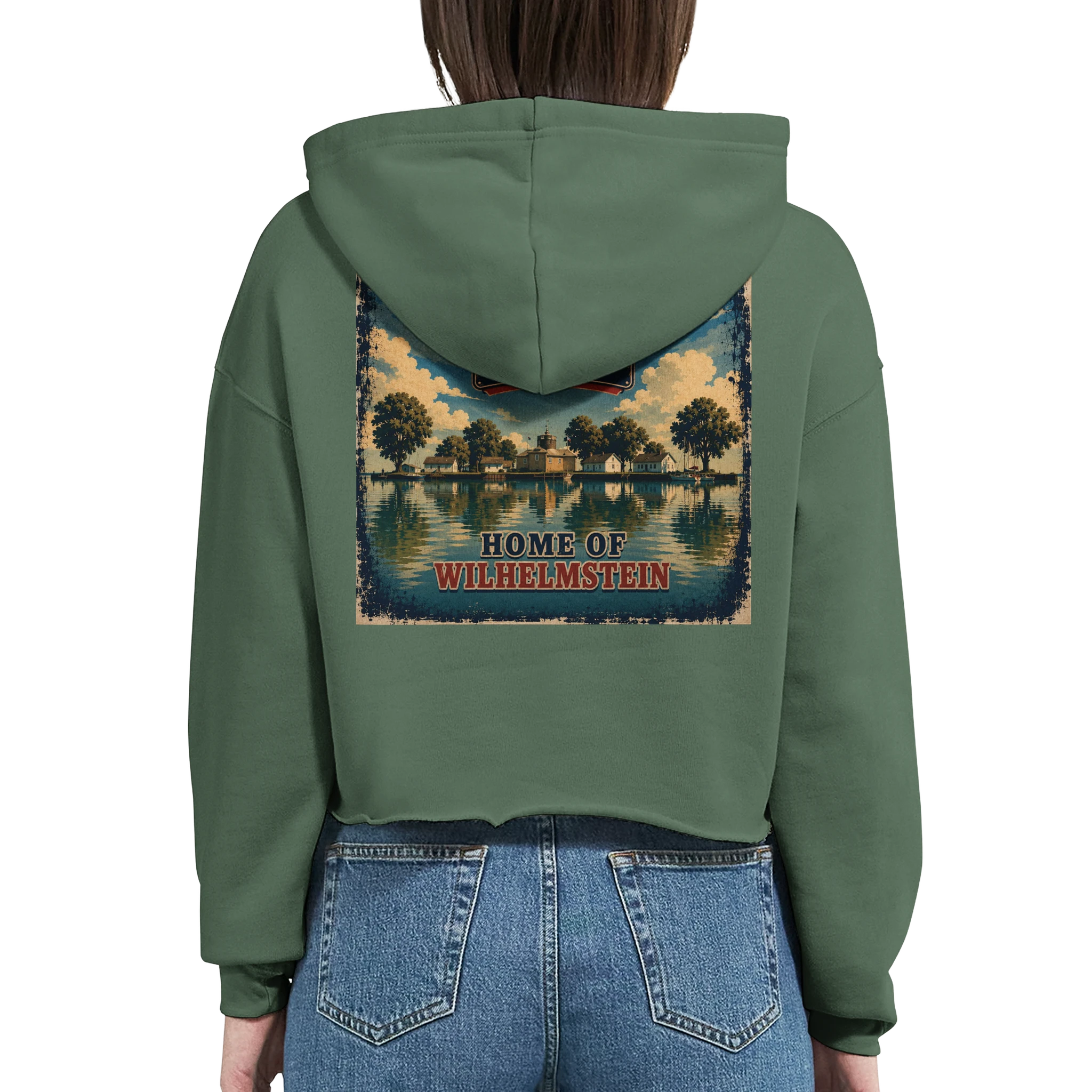 Damen-Hoodie in Weiß mit Motiv „Insel Wilhelmstein“