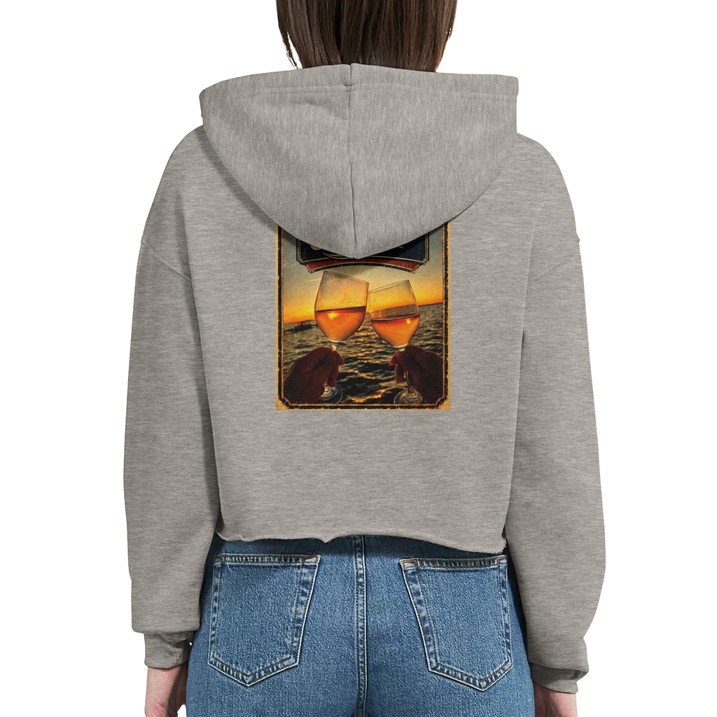 Damen-Hoodie in Weiß mit Motiv „Stößchen bei Sunset“