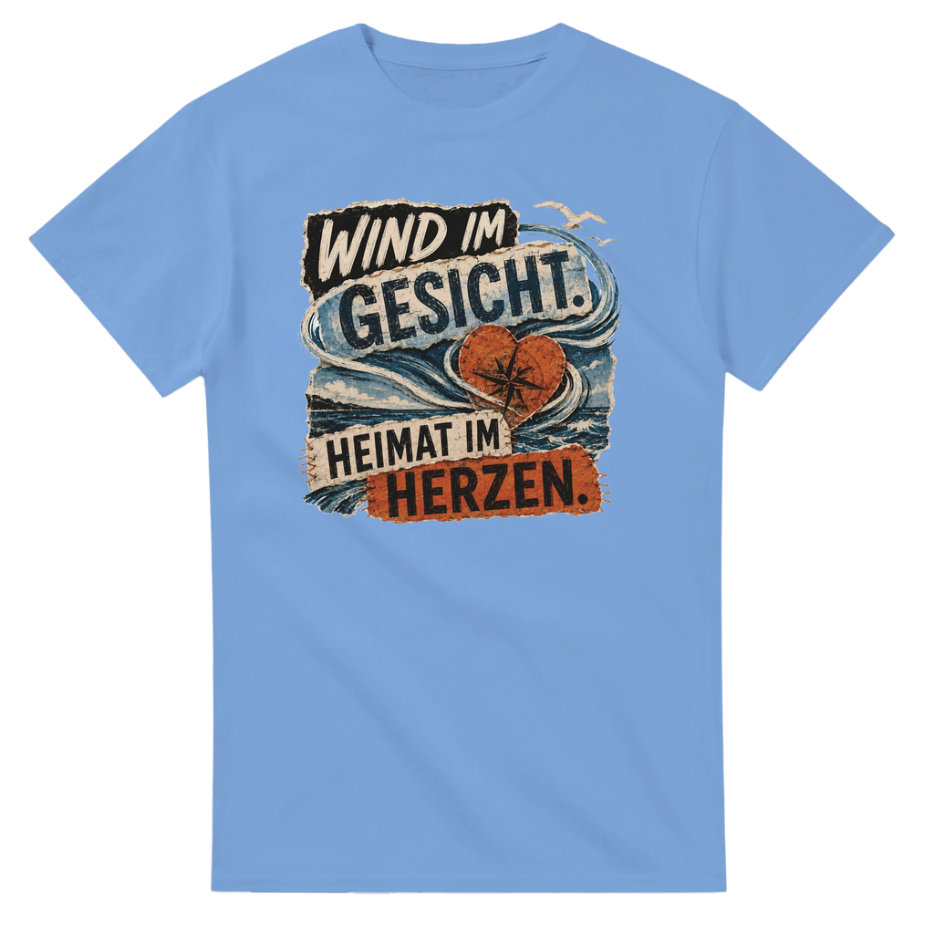 T-Shirt in Weiß mit Motiv „Wind im Gesicht. Heimat im Herzen.“