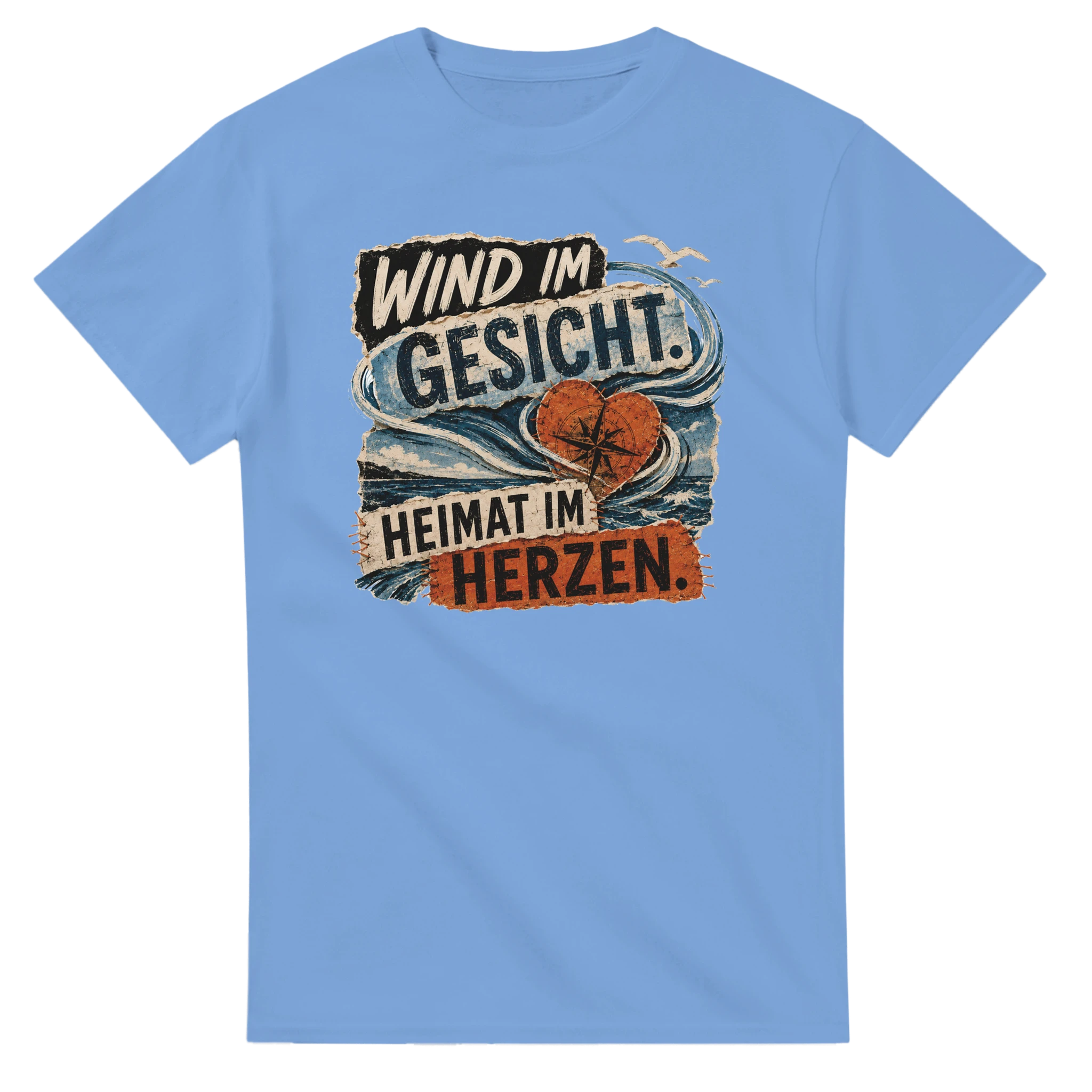 T-Shirt in Weiß mit Motiv „Wind im Gesicht. Heimat im Herzen.“