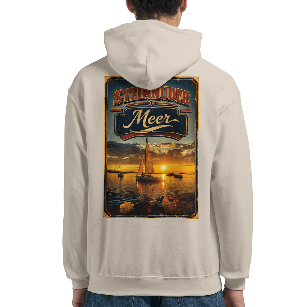 Hoodie in Weiß mit Motiv „White Night am Wilhelmstein im Sonnenuntergang“