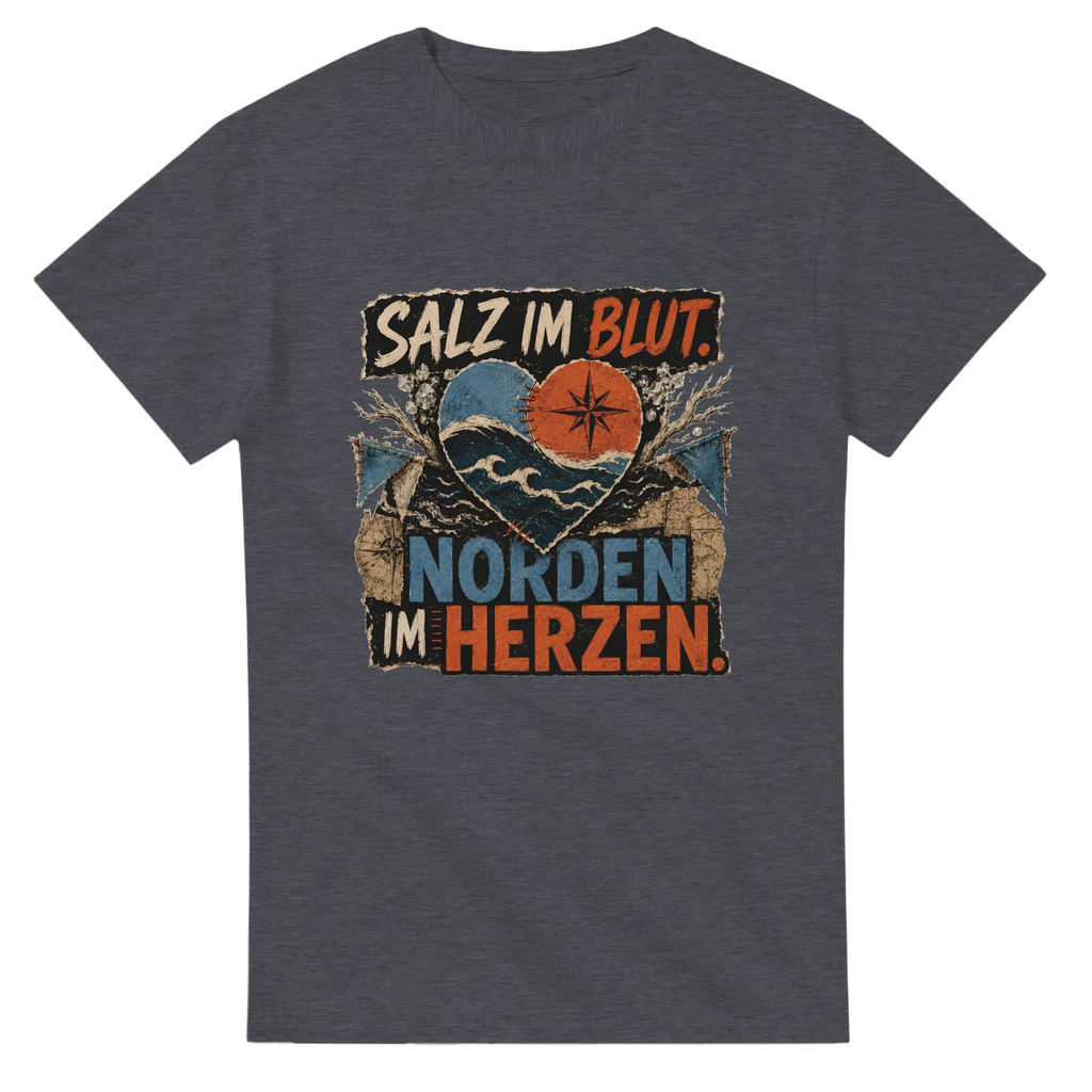 T-Shirt in Natur mit Motiv „Salz im Blut Norden im Herzen“