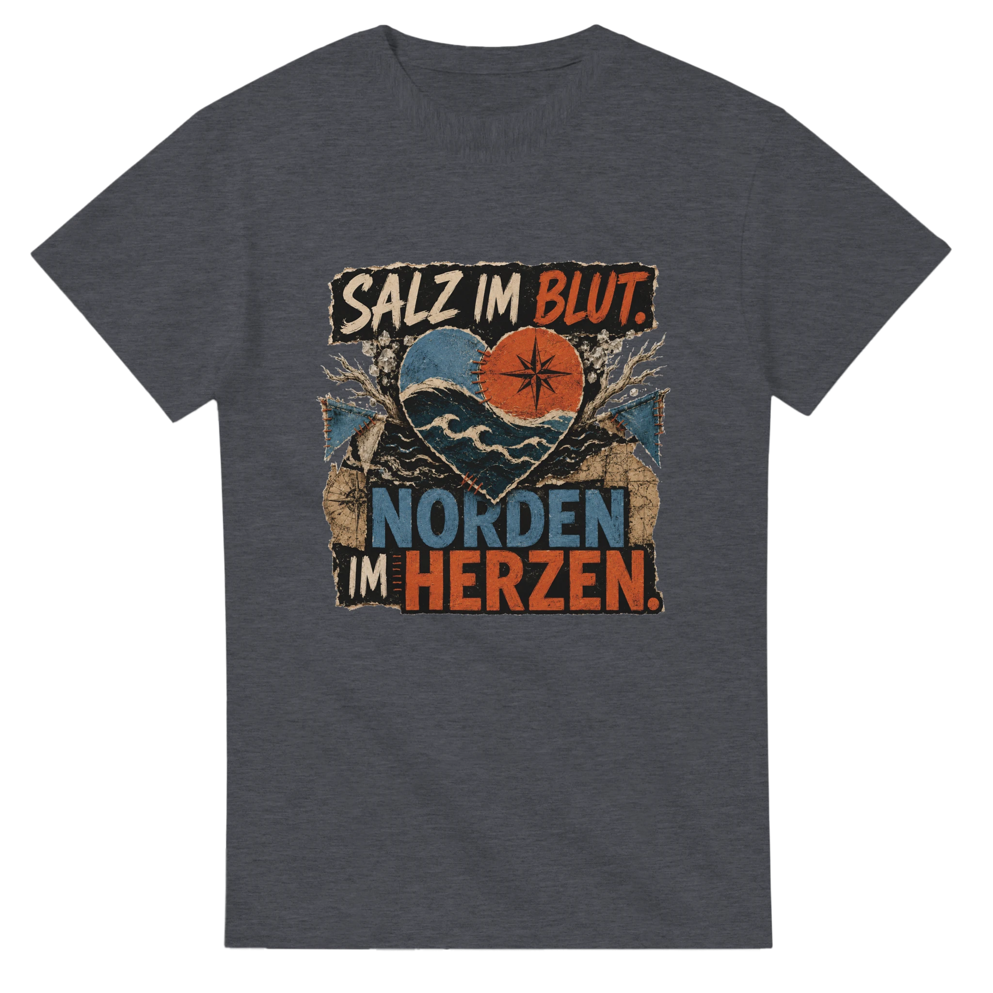 T-Shirt in Natur mit Motiv „Salz im Blut Norden im Herzen“
