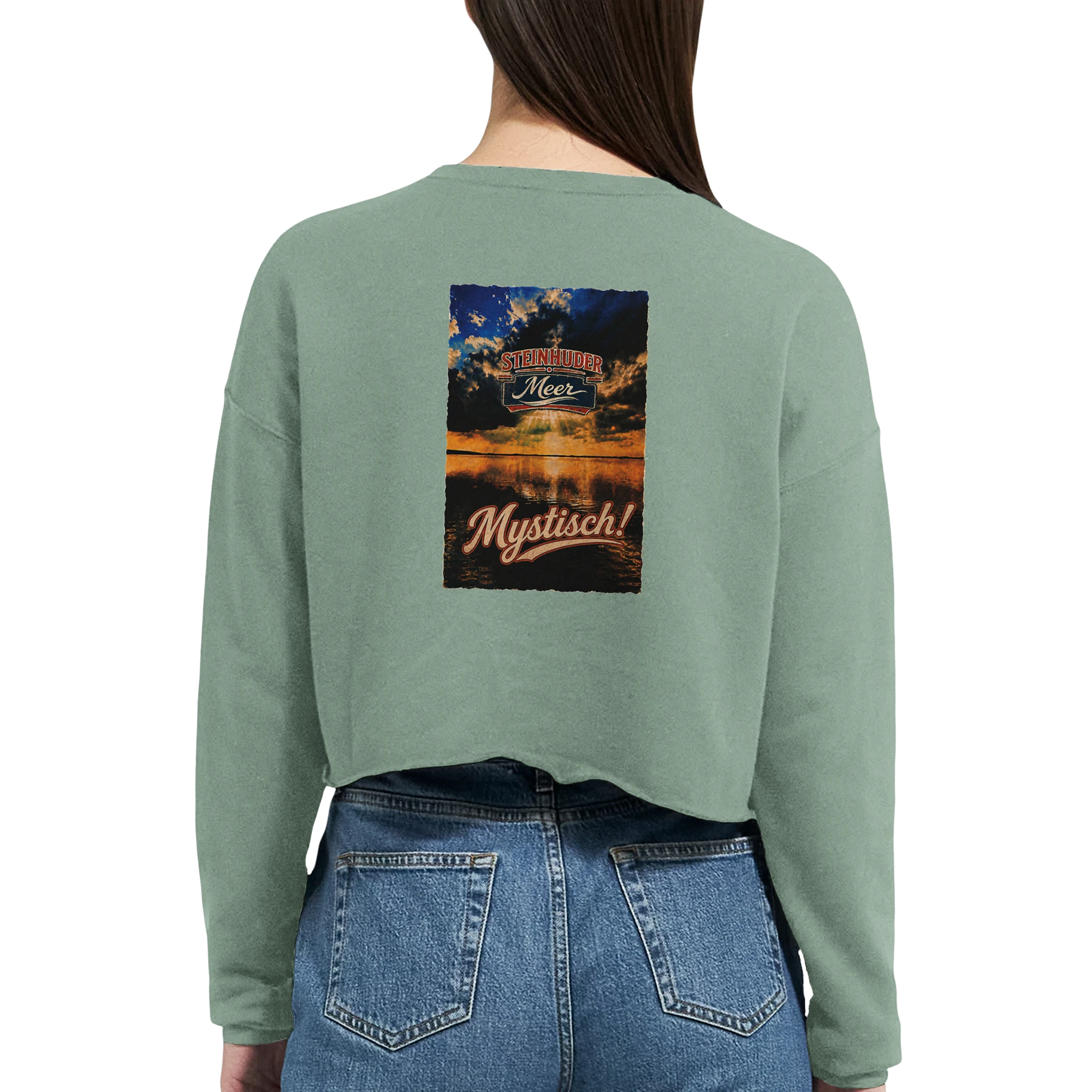 Damen-Pullover in Staubblau mit Motiv „Mystisch“