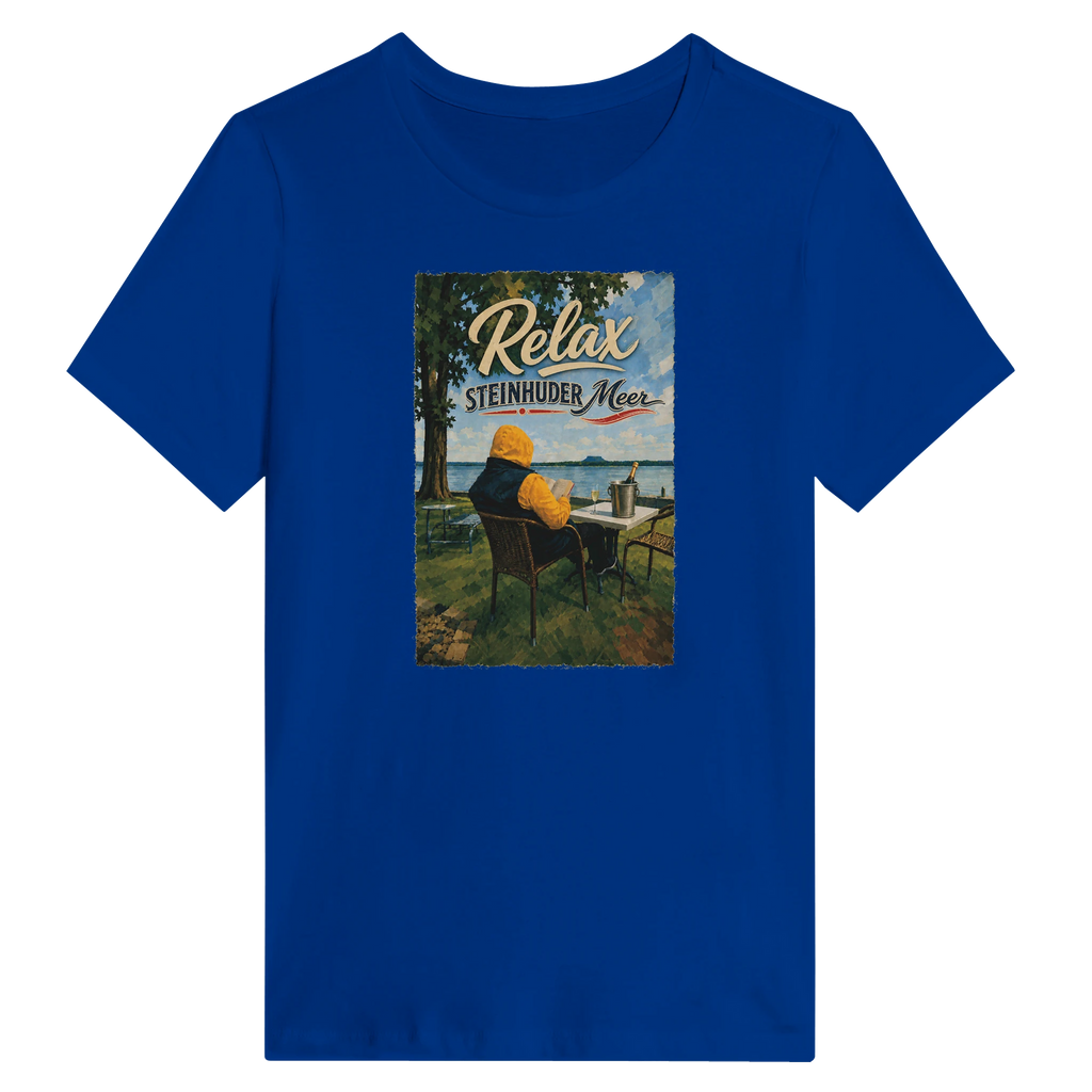 Damen-T-Shirt in Zitronengelb mit Motiv „Relax und Champagner“