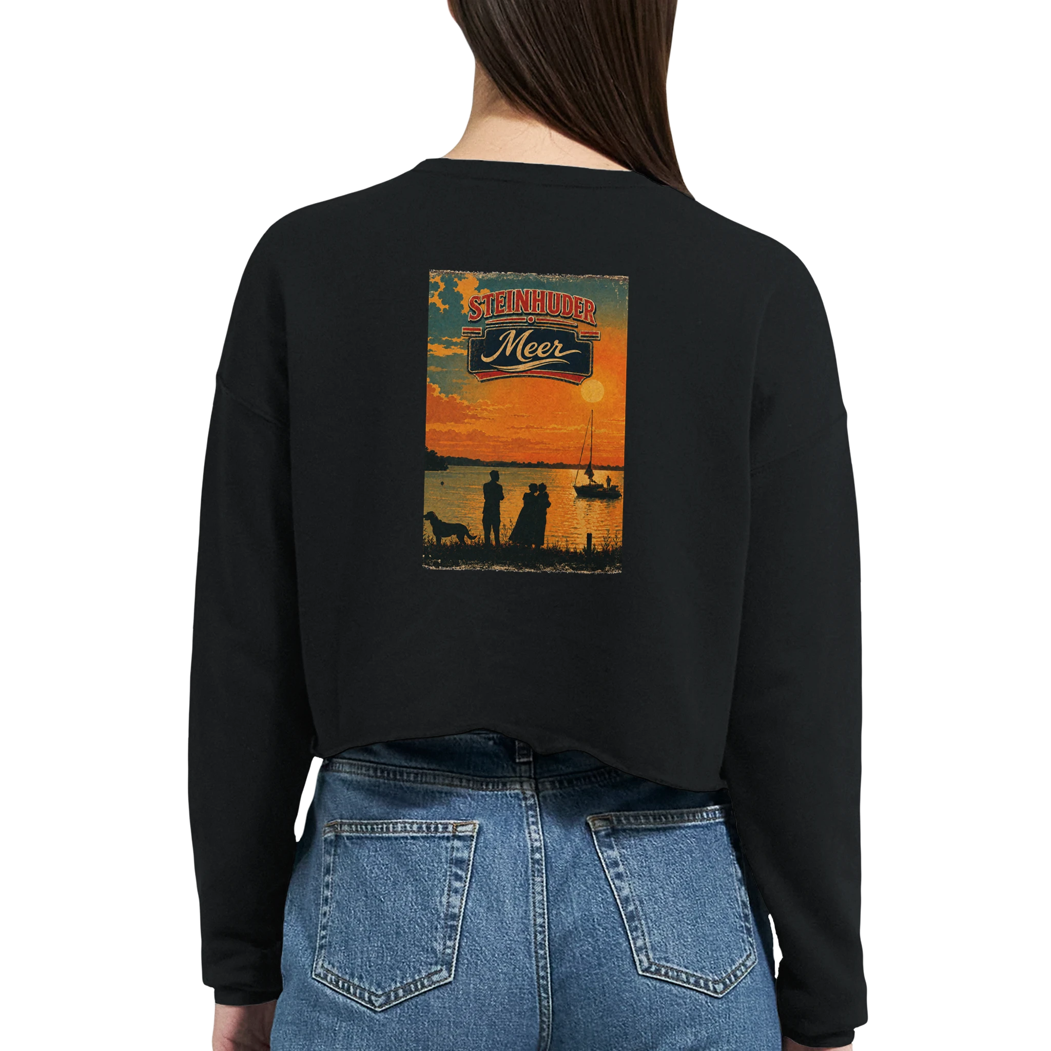 Damen-Pullover in Mauve mit Motiv „Familie beim Sunset“