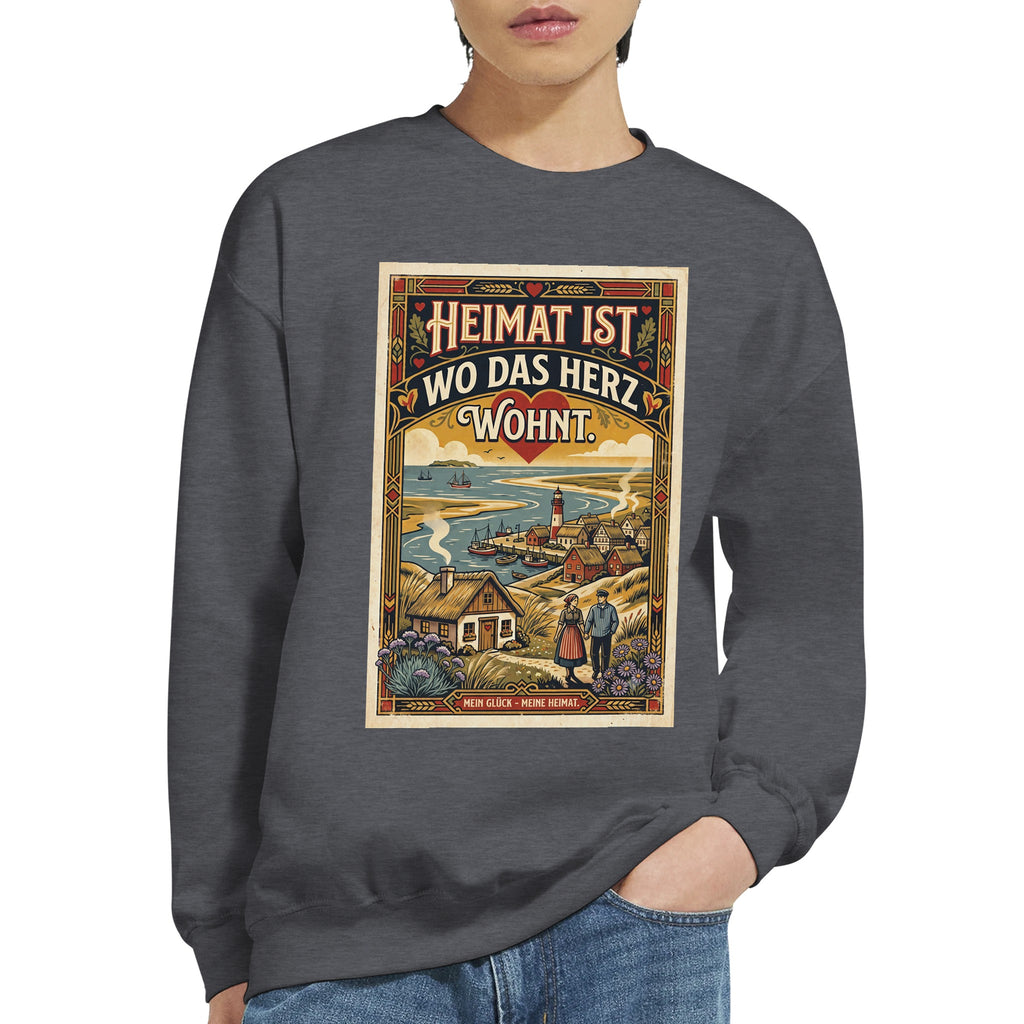 Pullover in Hellrosa mit Motiv „Heimat ist, wo das Herz wohnt“