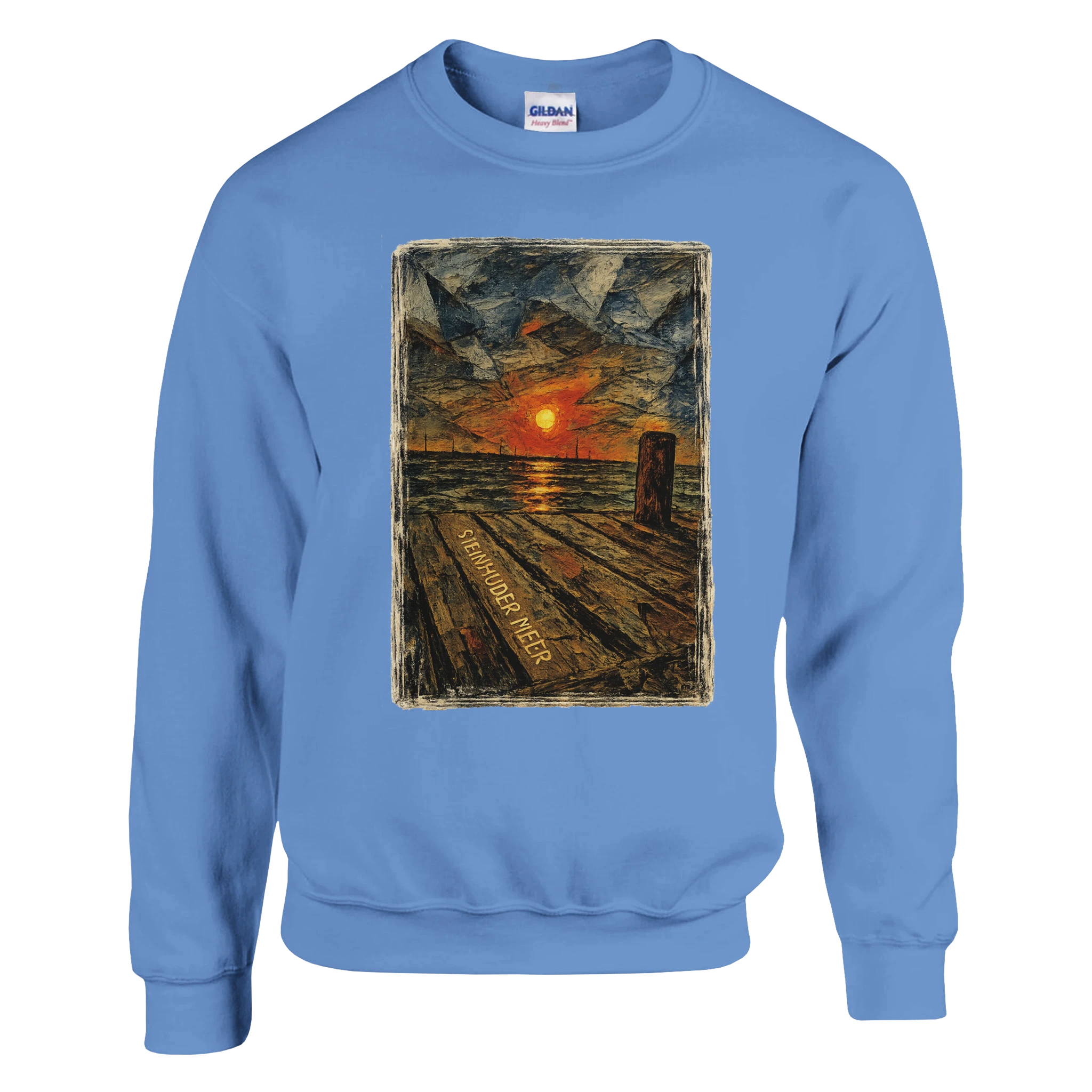 Pullover in Aschgrau mit Motiv „Steinhuder Meer Kunst“