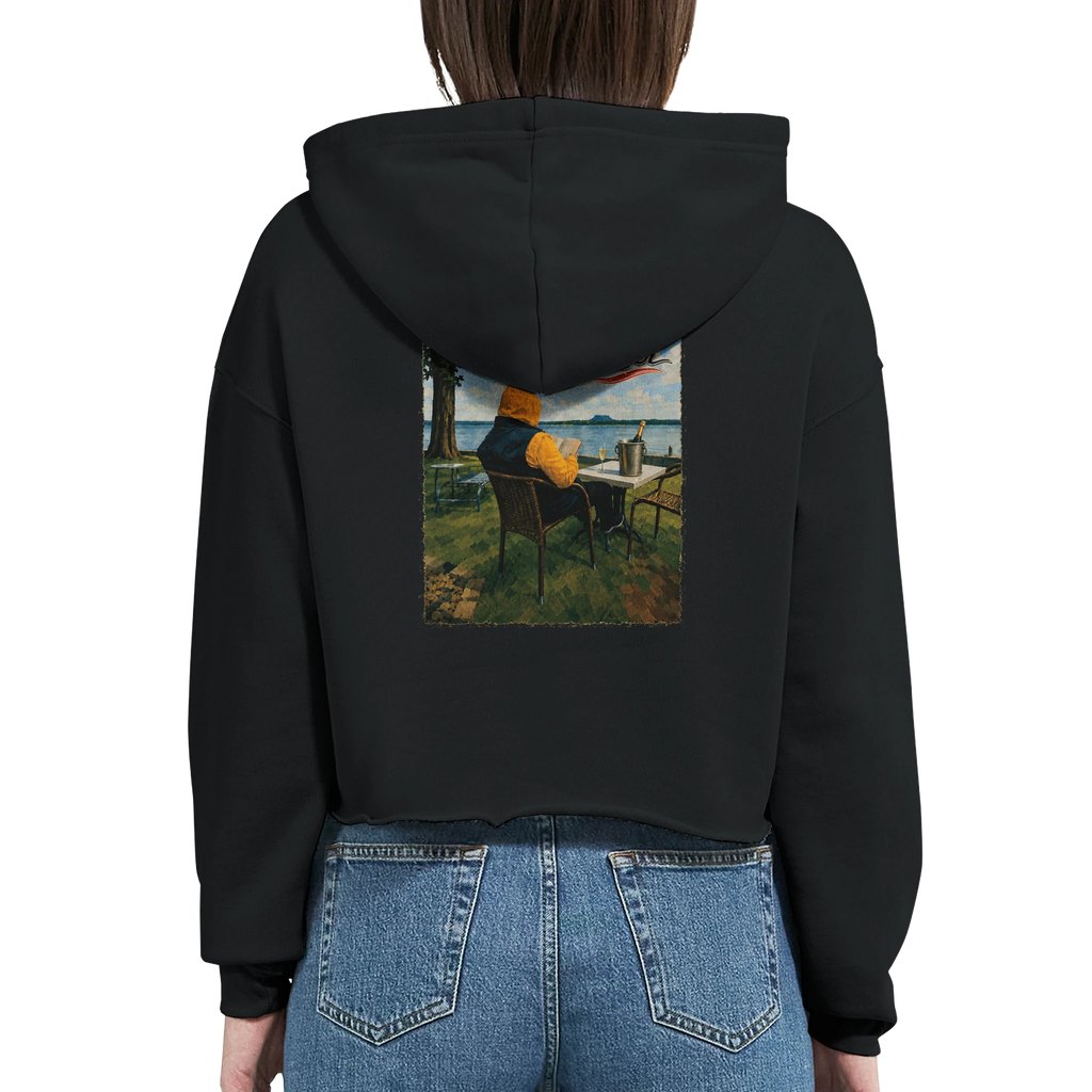 Damen-Hoodie in Weiß mit Motiv „Relax und Champagner“
