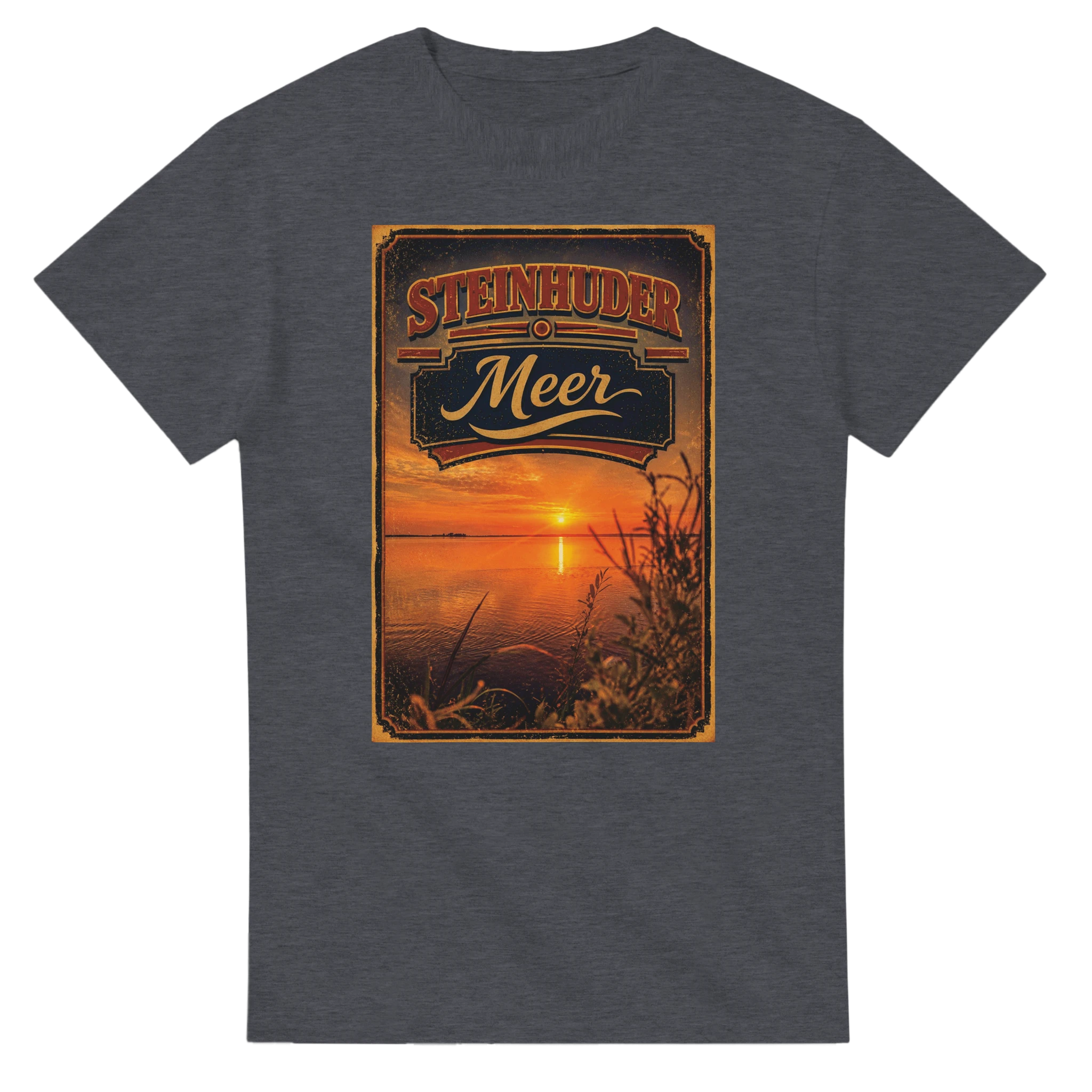 T-Shirt in Weiß mit Motiv „Sunset am Steinhuder Meer“