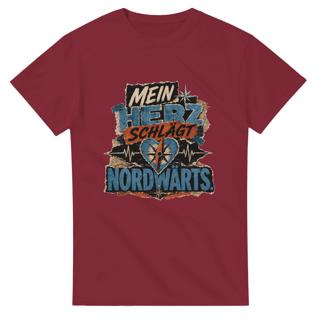 T-Shirt in Weiß mit Motiv „Mein Herz schlägt NORDWÄRTS.“