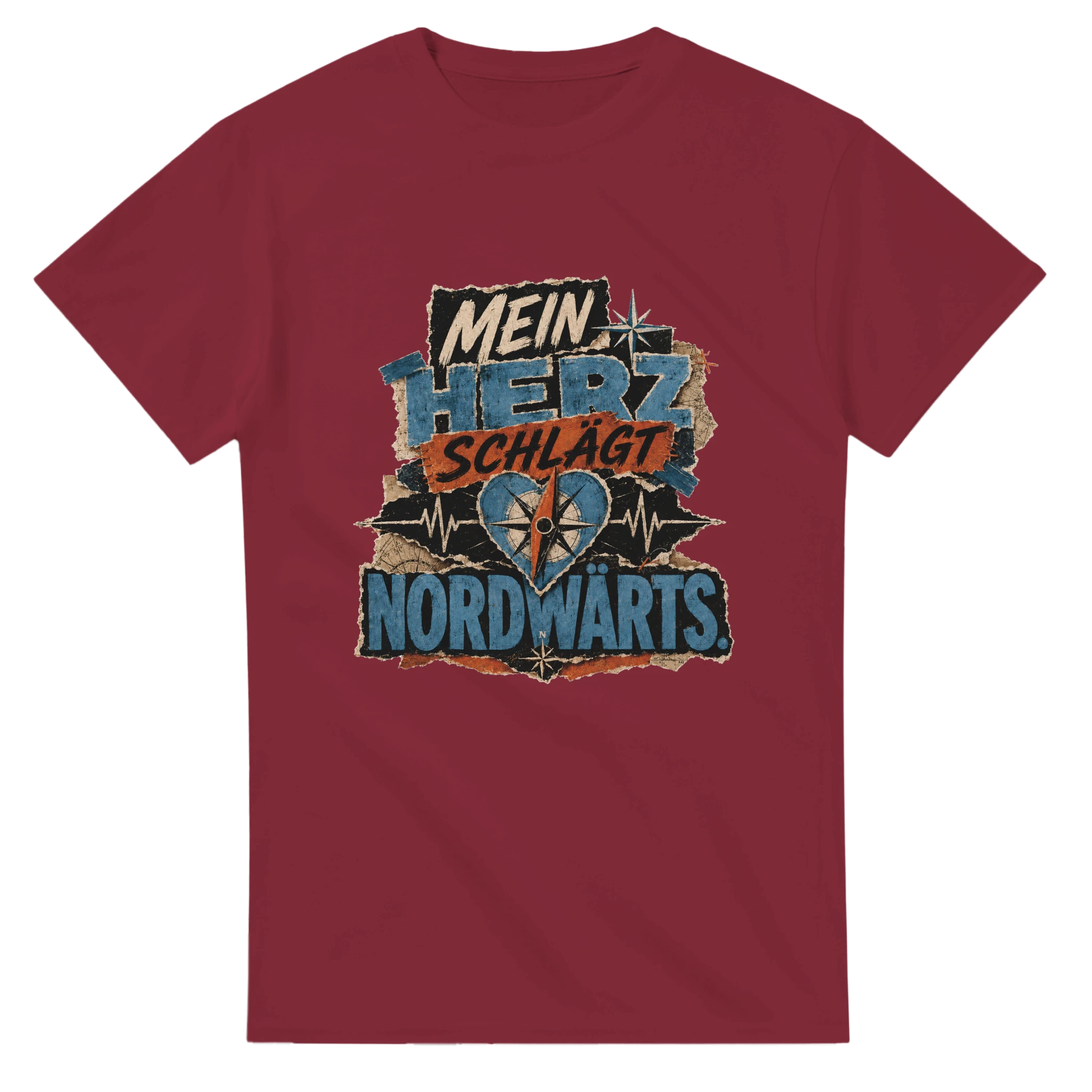 T-Shirt in Weiß mit Motiv „Mein Herz schlägt NORDWÄRTS.“