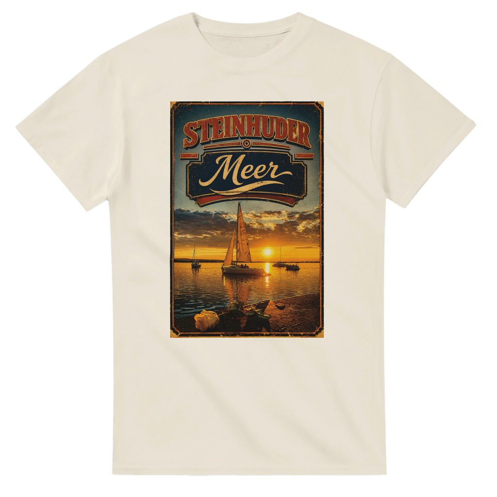 T-Shirt in Weiß mit Motiv „White Night am Wilhelmstein mit Sonnenuntergang“