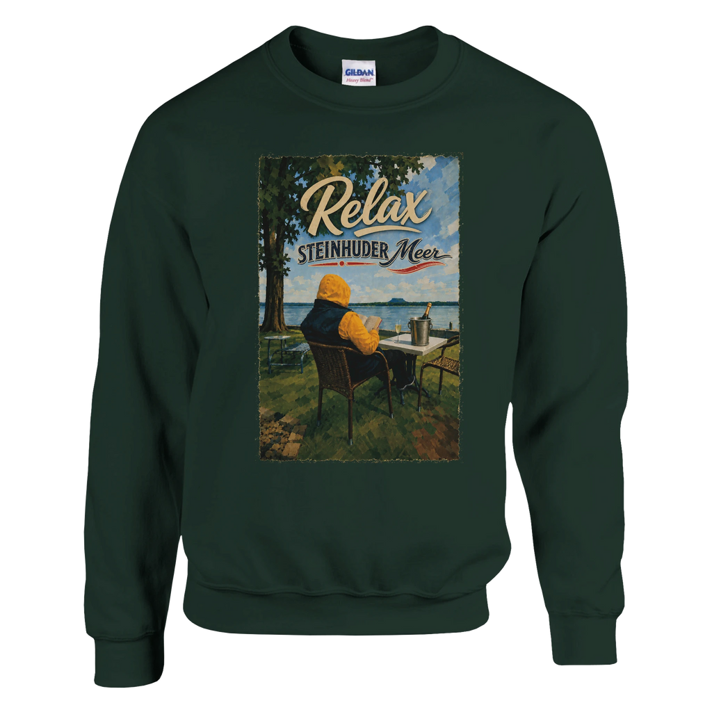 Pullover in Aschgrau mit Motiv „Relax und Champagner“