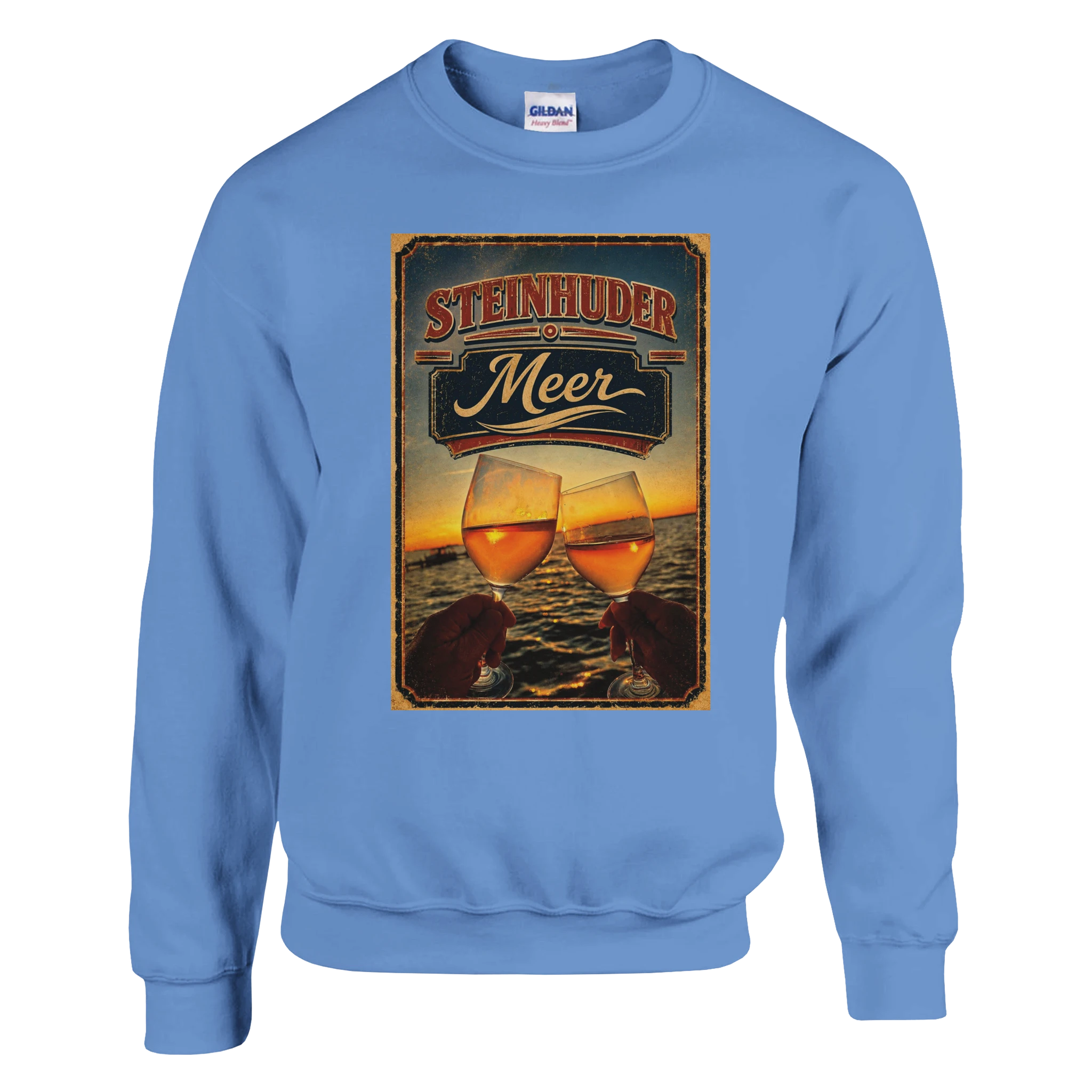Pullover in Weiß mit Motiv „Stößchen bei Sunset“