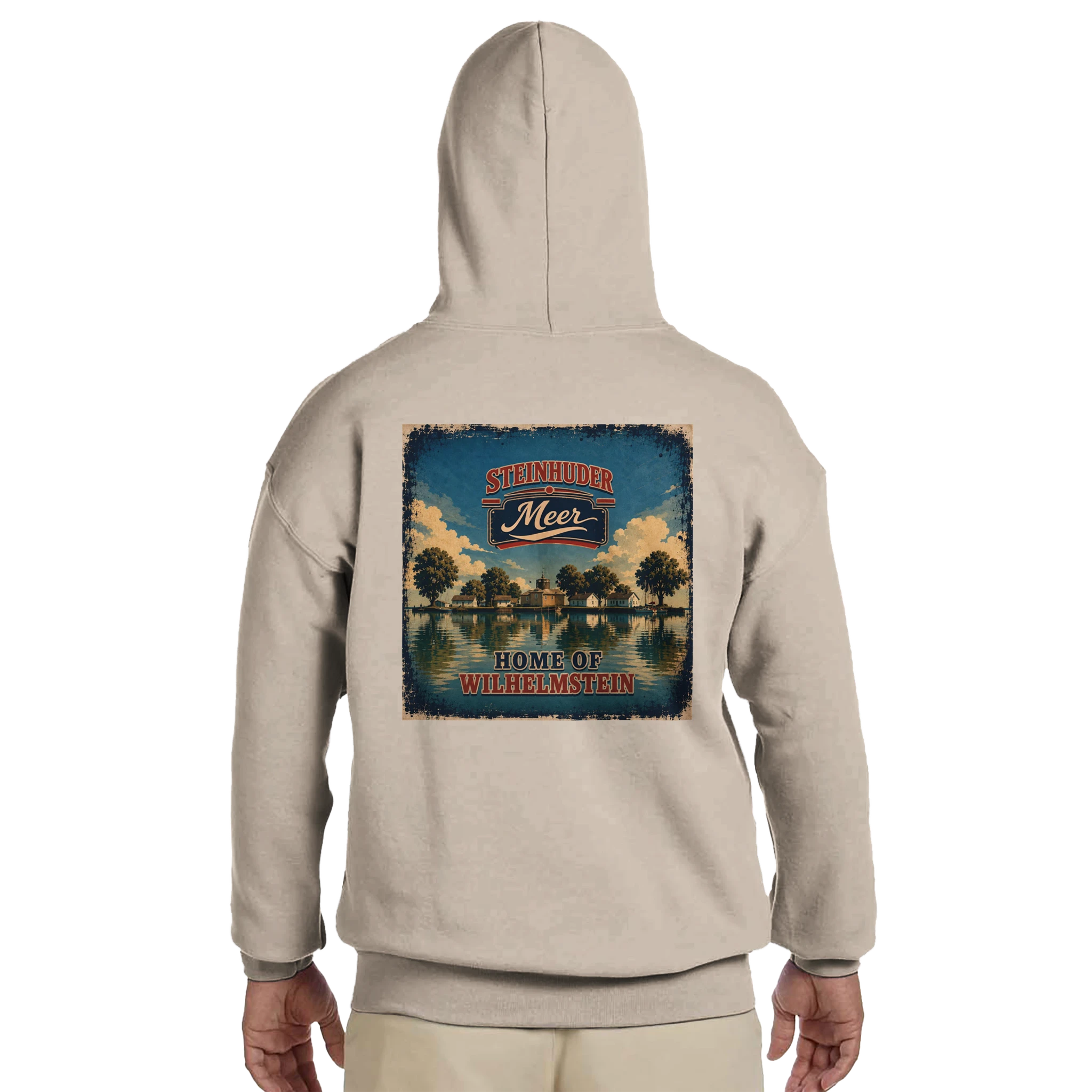 Hoodie in Aschgrau mit Motiv „Insel Wilhelmstein“
