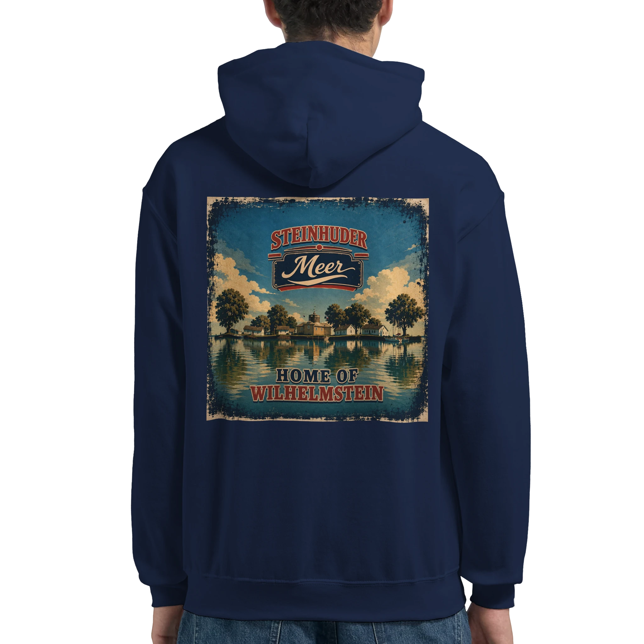 Hoodie in Weiß mit Motiv „Insel Wilhelmstein“