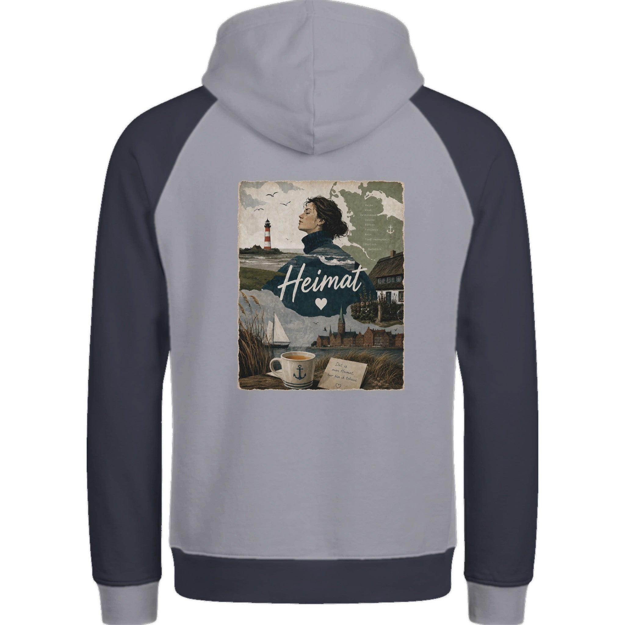 Hoodie in Ton mit Motiv „Heimat mit Herz“