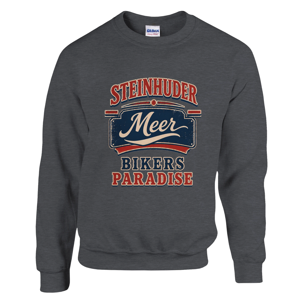 Pullover in Aschgrau mit Motiv „Bikers Paradise“
