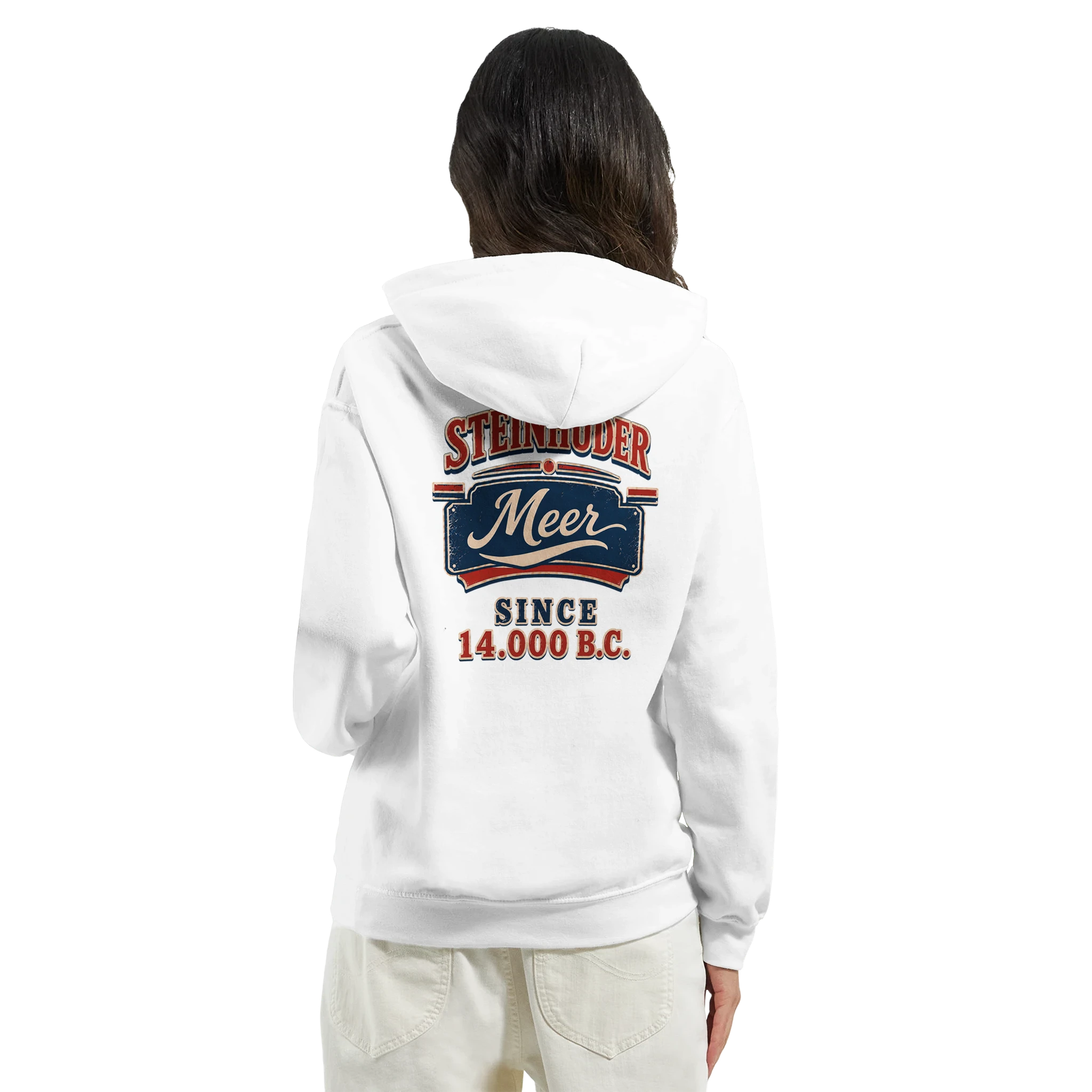 Hoodie in Aschgrau mit Motiv „Since 14.000 B.C.“