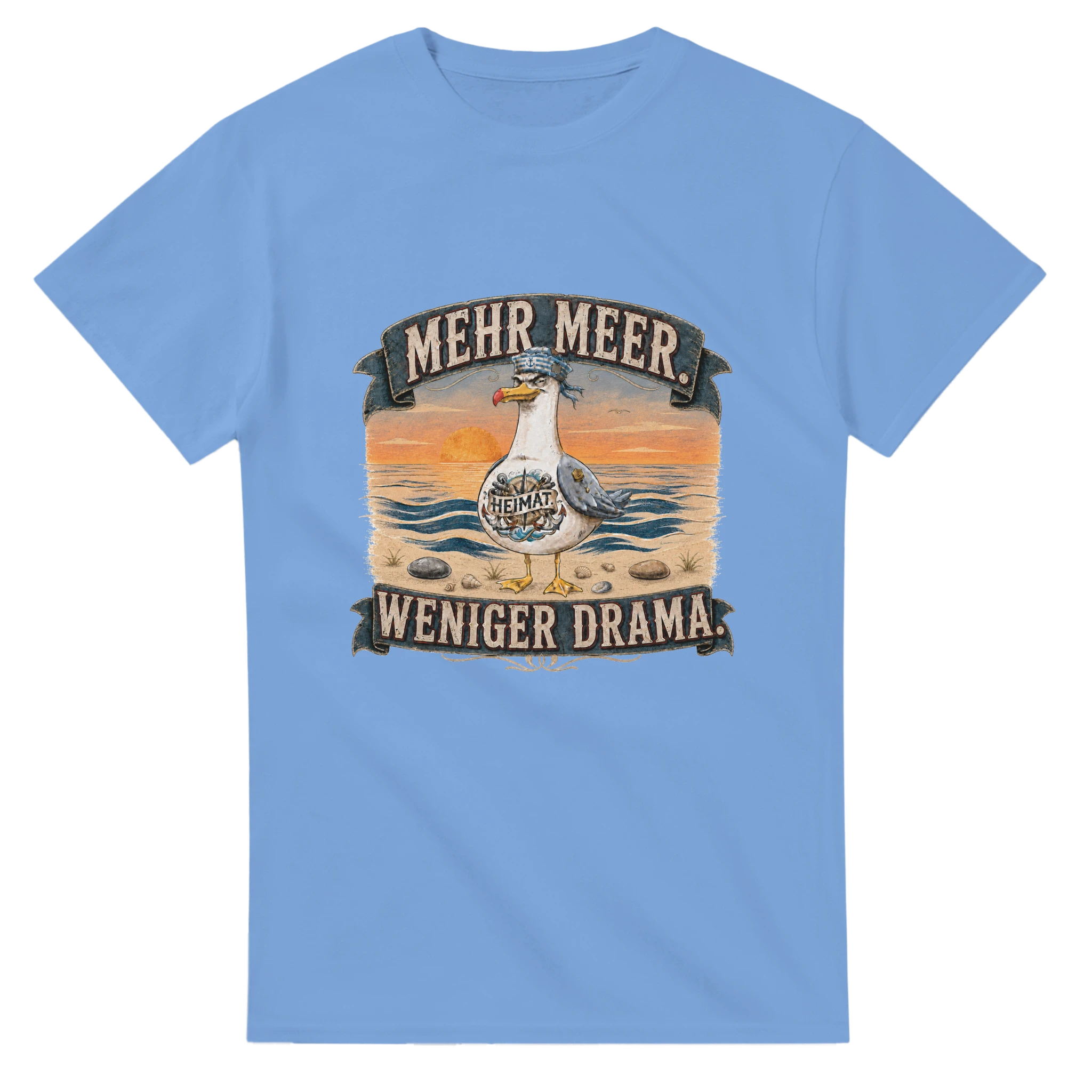 T-Shirt in Natur mit Motiv „Mehr Meer. Weniger Drama.“