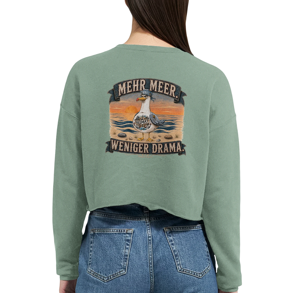 Damen-Pullover in Mauve mit Motiv „Mehr Meer. Weniger Drama.“