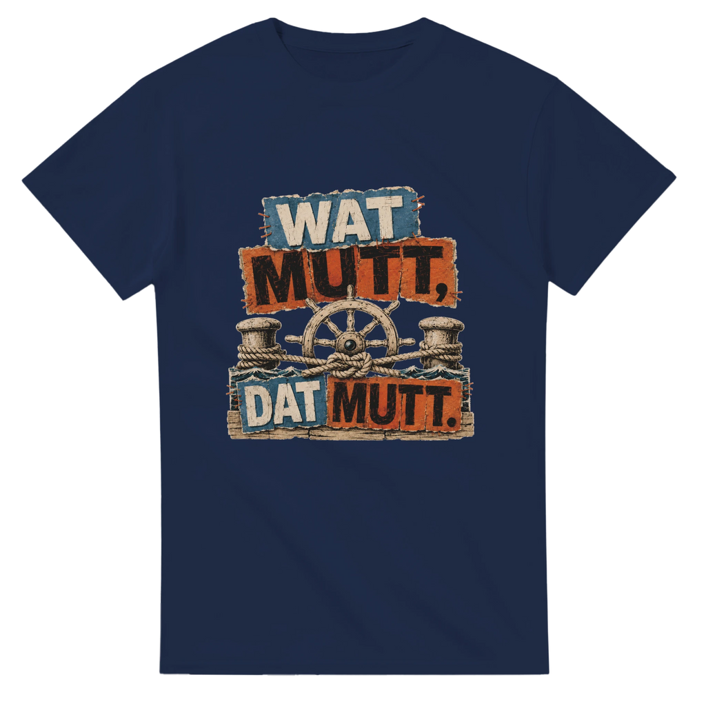 T-Shirt in Weiß mit Motiv „Wat Mutt, Dat Mutt.“