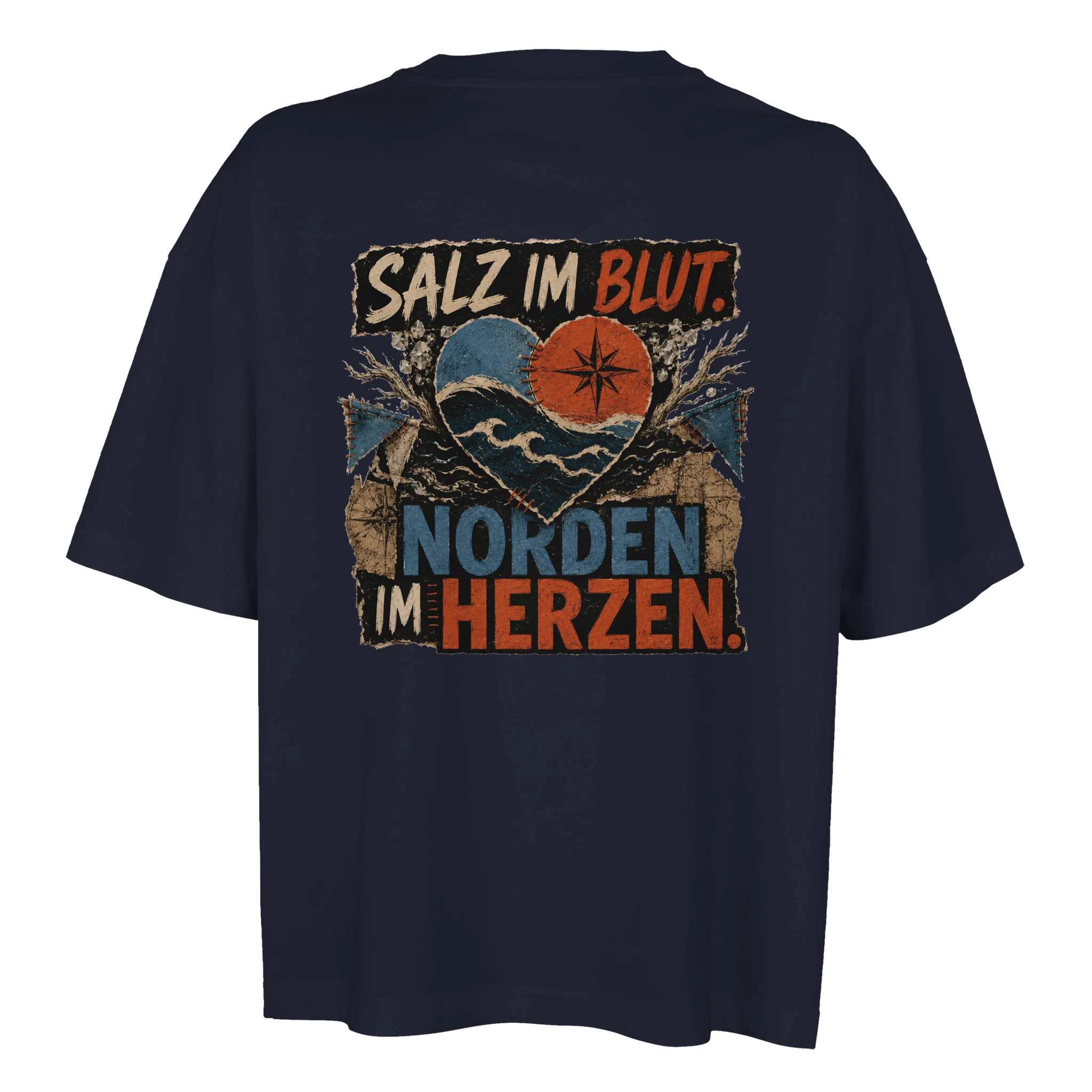 Damen-T-Shirt in Hellgelb mit Motiv „Salz im Blut. Norden im Herzen.“