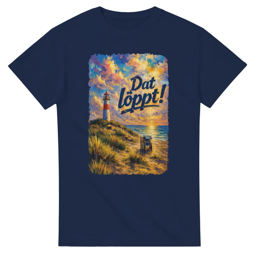 T-Shirt in Weiß mit Motiv „Dat löppt! Typisch Norddeutsch“