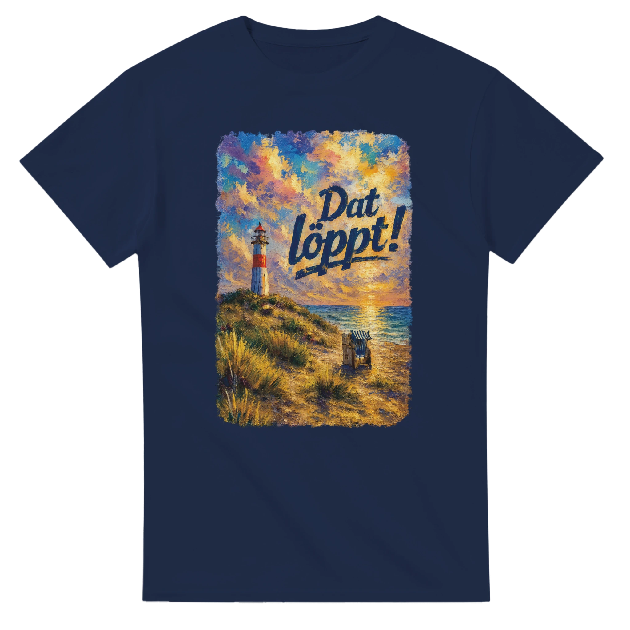 T-Shirt in Weiß mit Motiv „Dat löppt! Typisch Norddeutsch“