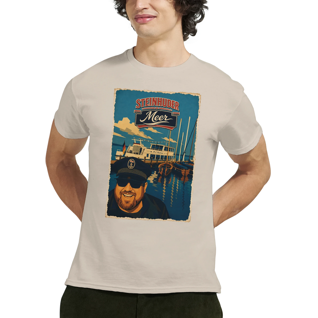 T-Shirt in Sand mit Motiv „Kapitän an Bord“